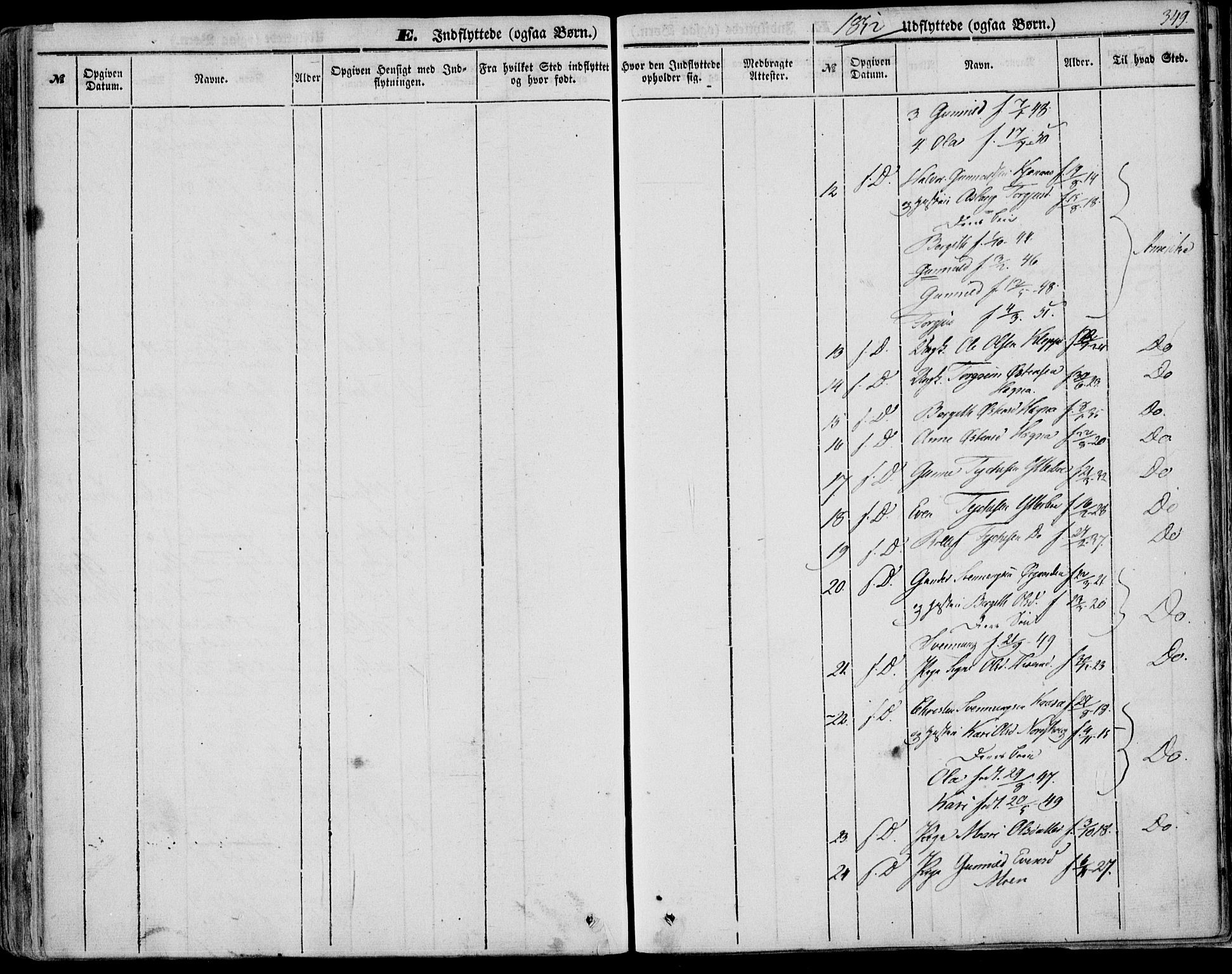 Bø kirkebøker, AV/SAKO-A-257/F/Fa/L0008: Parish register (official) no. 8, 1849-1861, p. 349