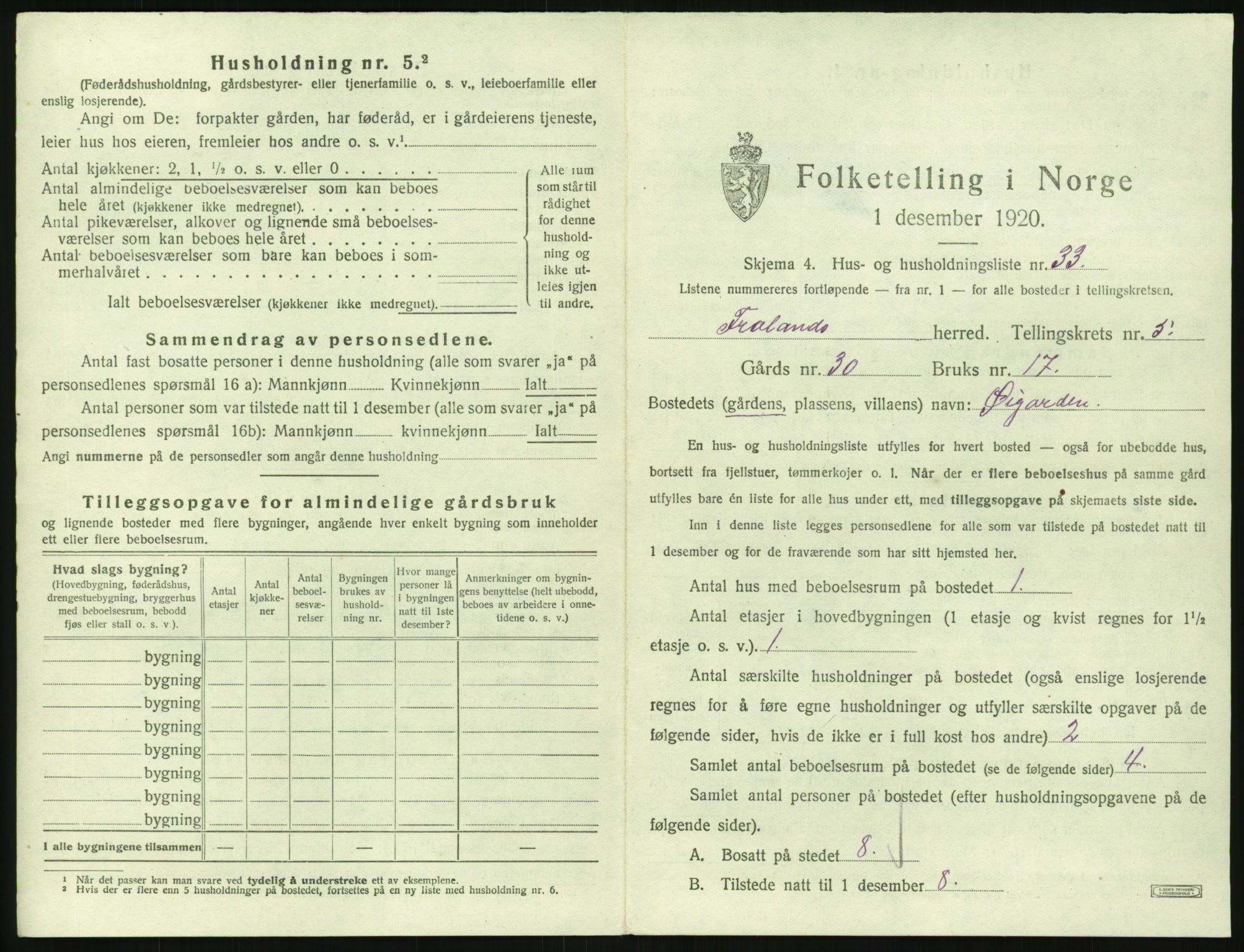 SAK, 1920 census for Froland, 1920, p. 591