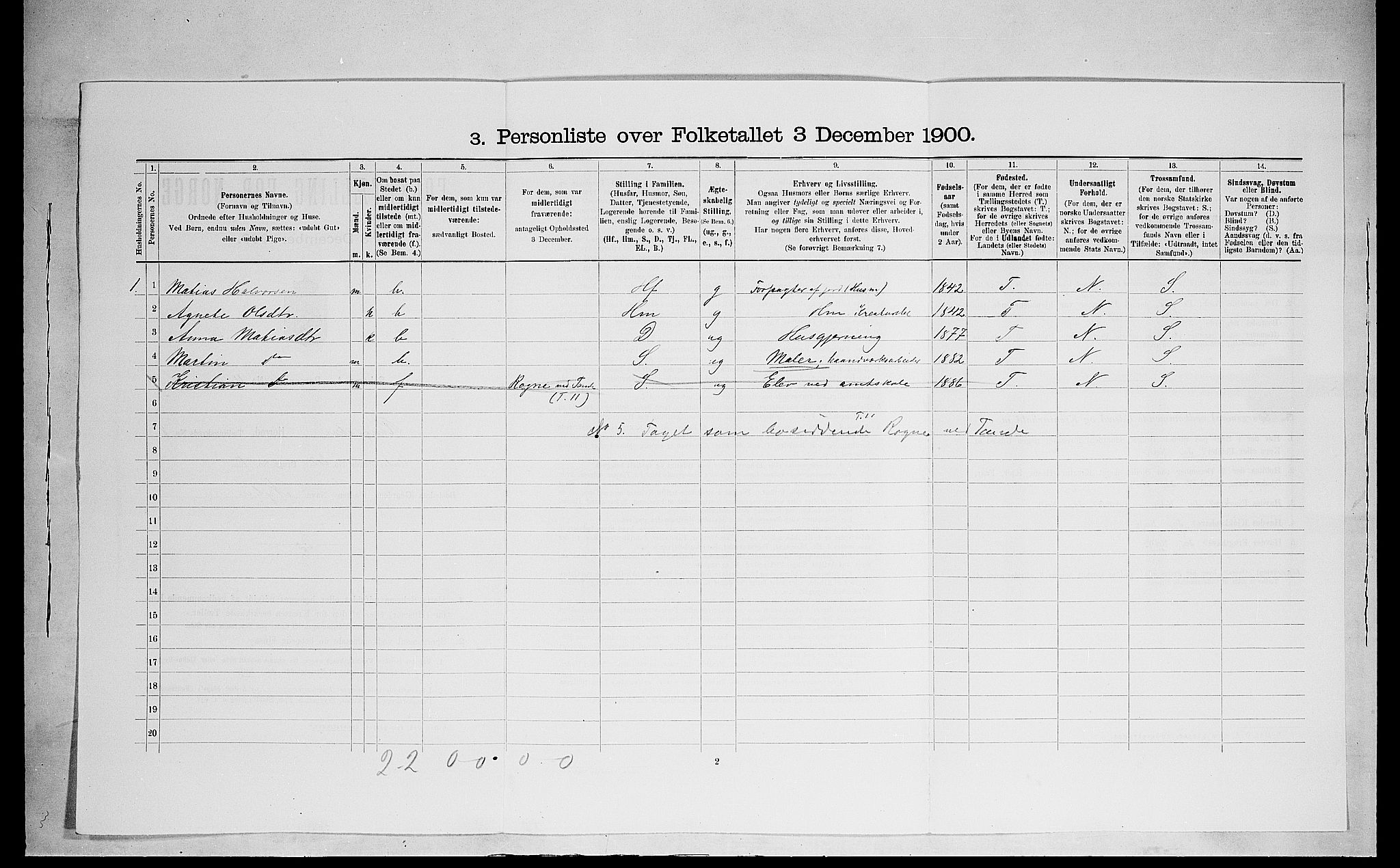 SAH, 1900 census for Ringsaker, 1900, p. 1557