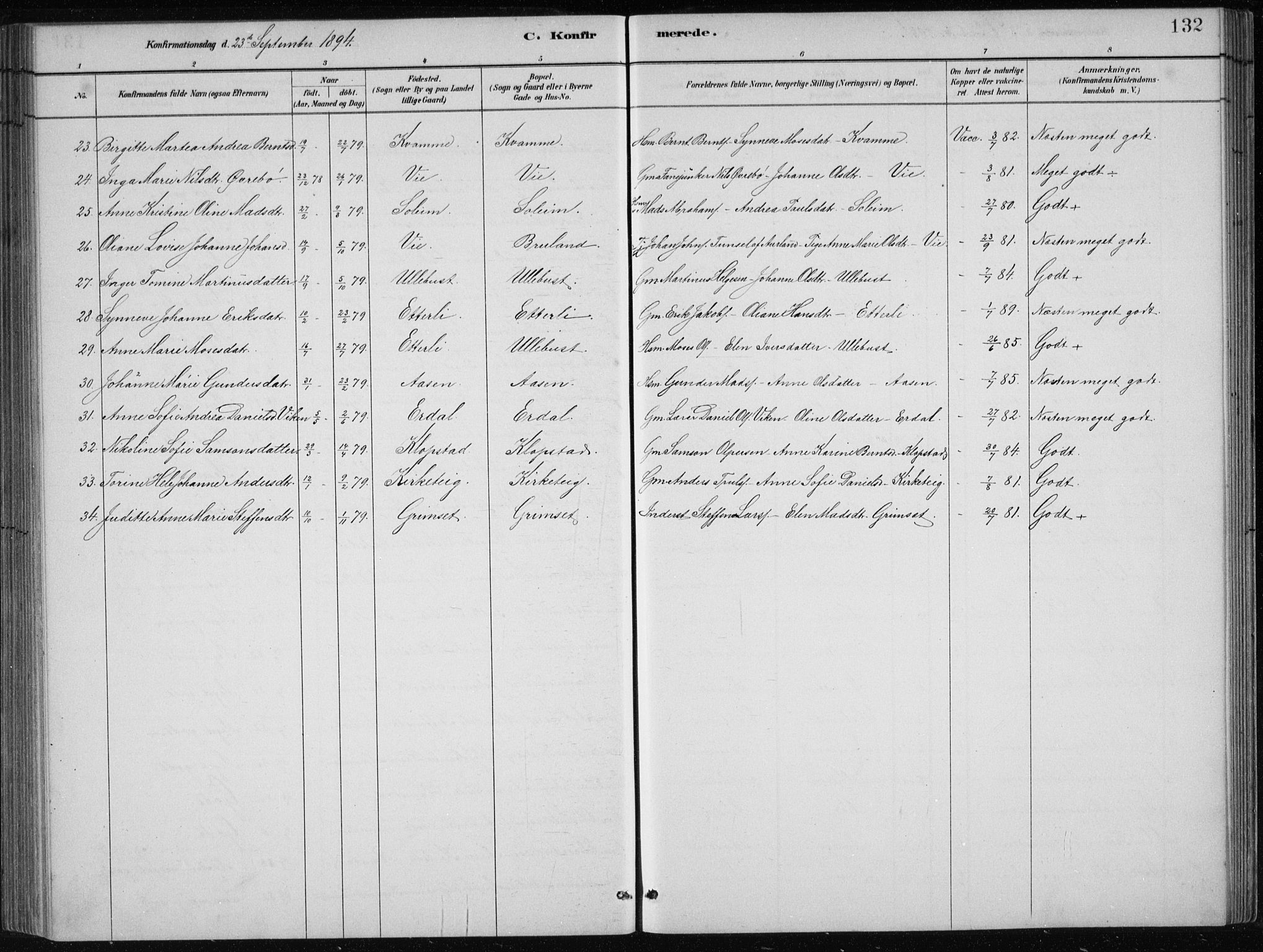 Førde sokneprestembete, AV/SAB-A-79901/H/Hab/Haba/L0002: Parish register (copy) no. A 2, 1881-1898, p. 132