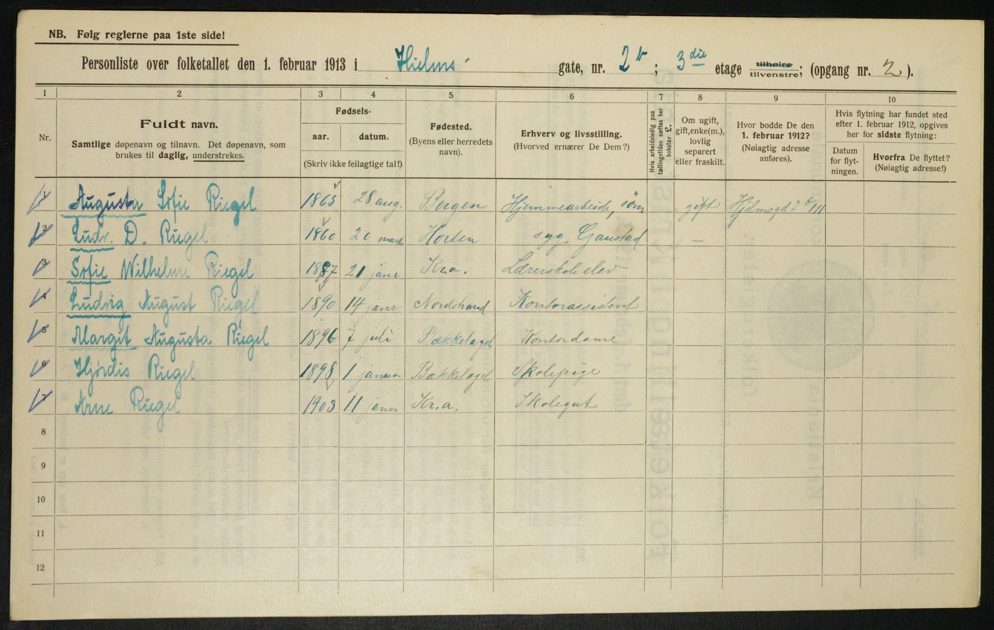 OBA, Municipal Census 1913 for Kristiania, 1913, p. 39986