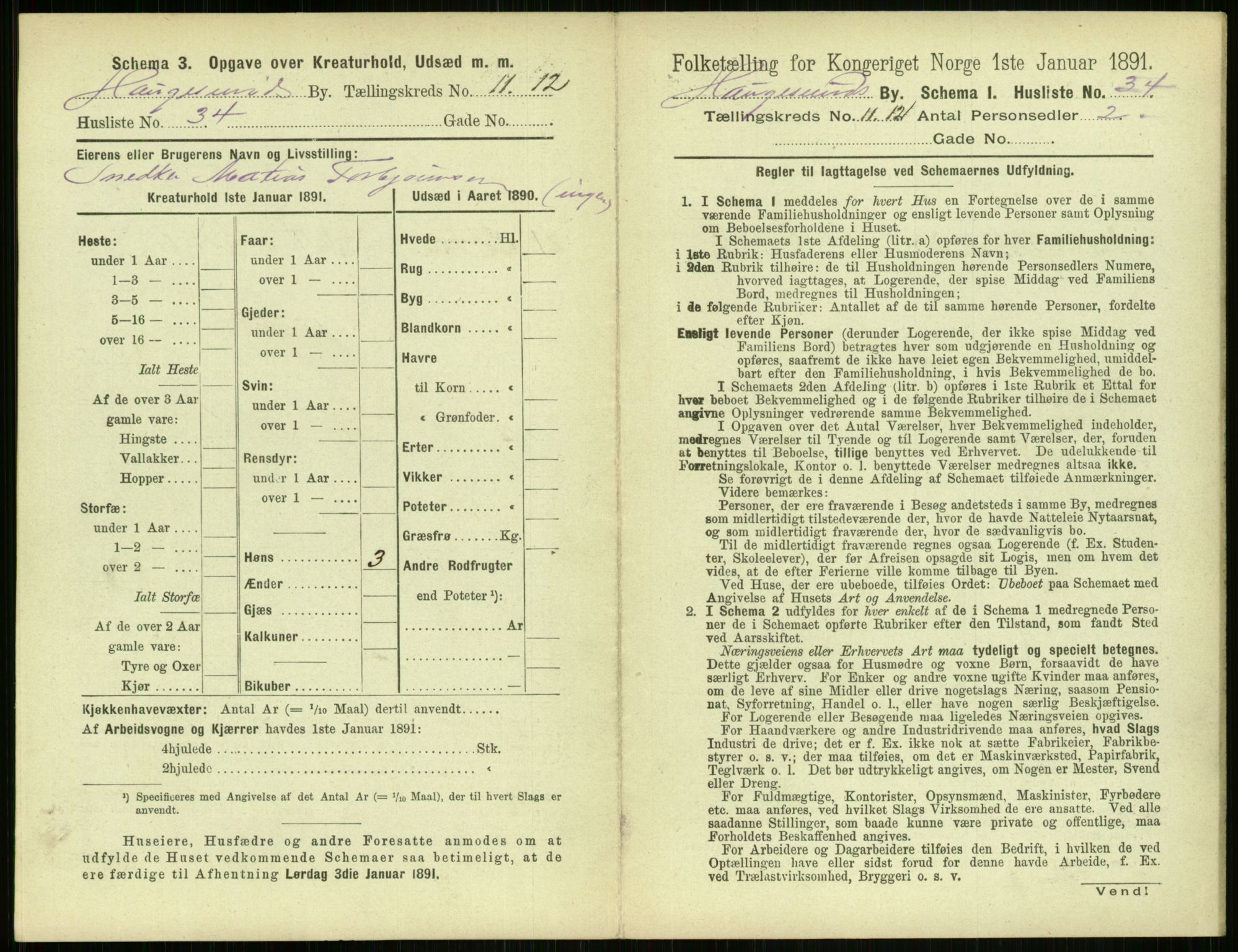 RA, 1891 census for 1106 Haugesund, 1891, p. 832