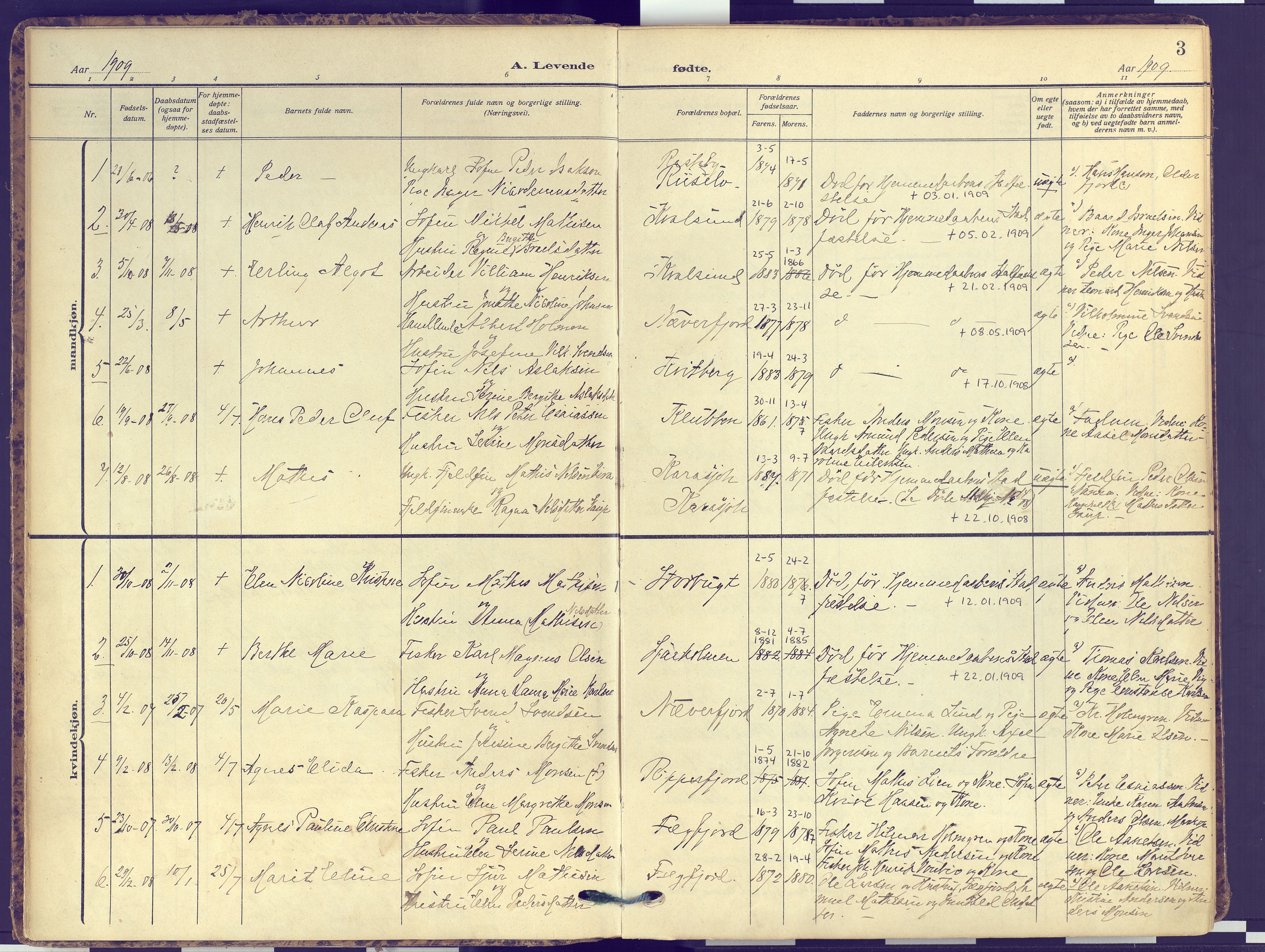 Hammerfest sokneprestkontor, SATØ/S-1347: Parish register (official) no. 16, 1908-1923, p. 3