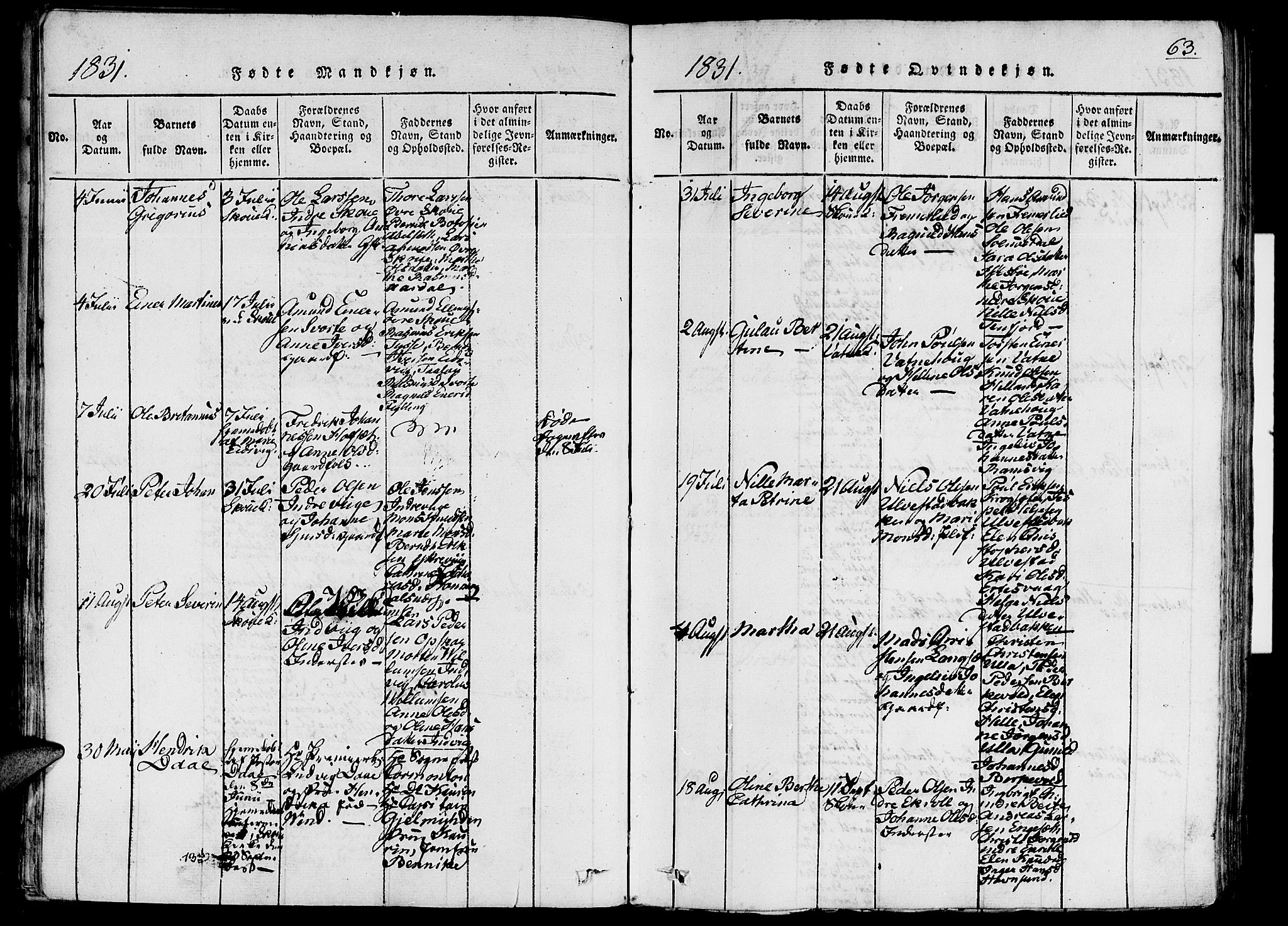 Ministerialprotokoller, klokkerbøker og fødselsregistre - Møre og Romsdal, SAT/A-1454/524/L0351: Parish register (official) no. 524A03, 1816-1838, p. 63