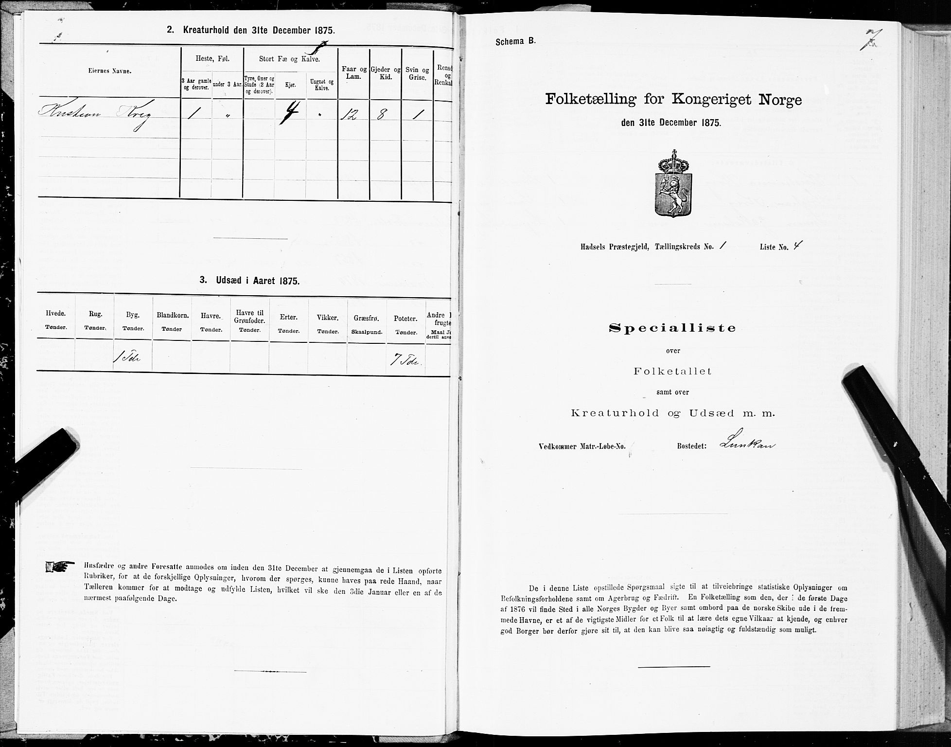 SAT, 1875 census for 1866P Hadsel, 1875, p. 1007