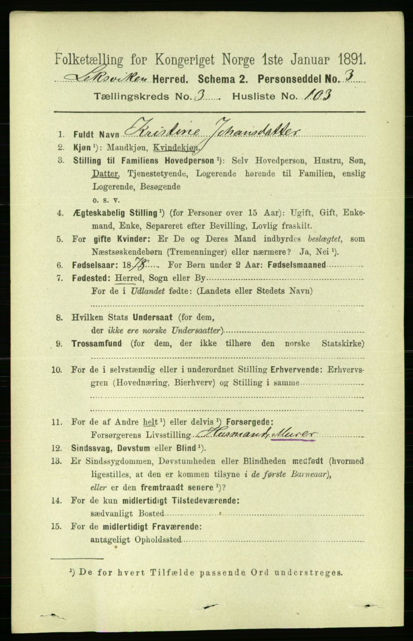 RA, 1891 census for 1718 Leksvik, 1891, p. 1820