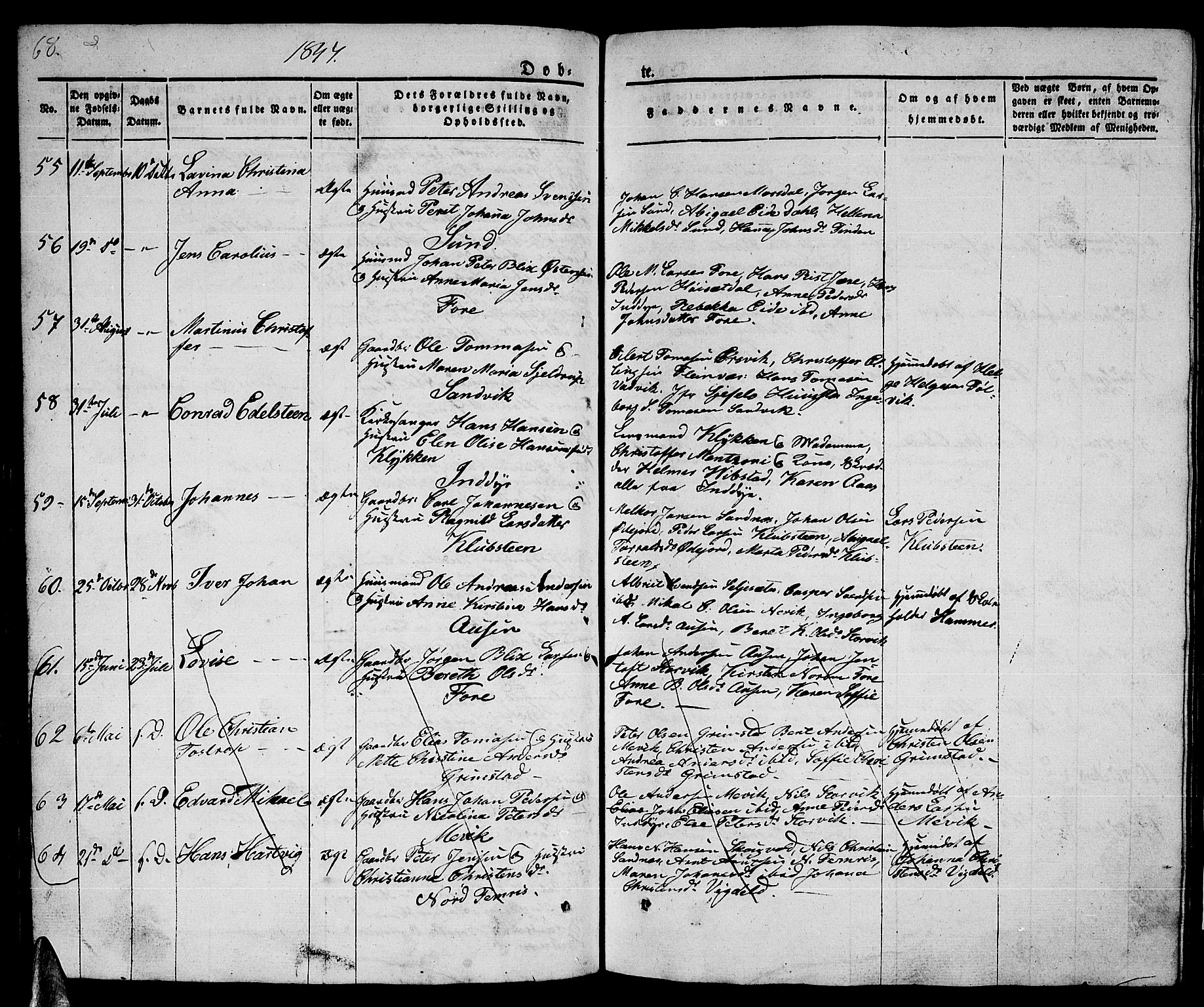 Ministerialprotokoller, klokkerbøker og fødselsregistre - Nordland, AV/SAT-A-1459/805/L0106: Parish register (copy) no. 805C02, 1841-1861, p. 68