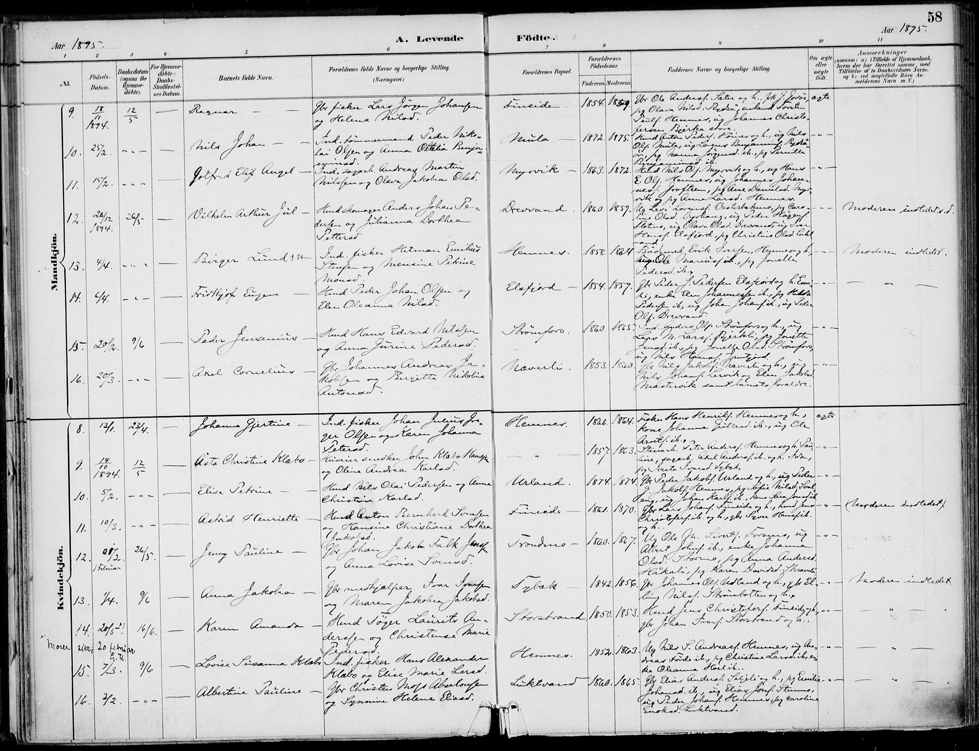 Ministerialprotokoller, klokkerbøker og fødselsregistre - Nordland, SAT/A-1459/825/L0362: Parish register (official) no. 825A16, 1886-1908, p. 58