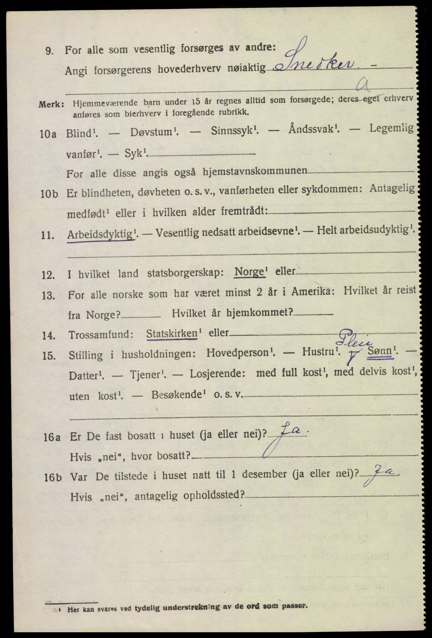 SAK, 1920 census for Sør-Audnedal, 1920, p. 5936