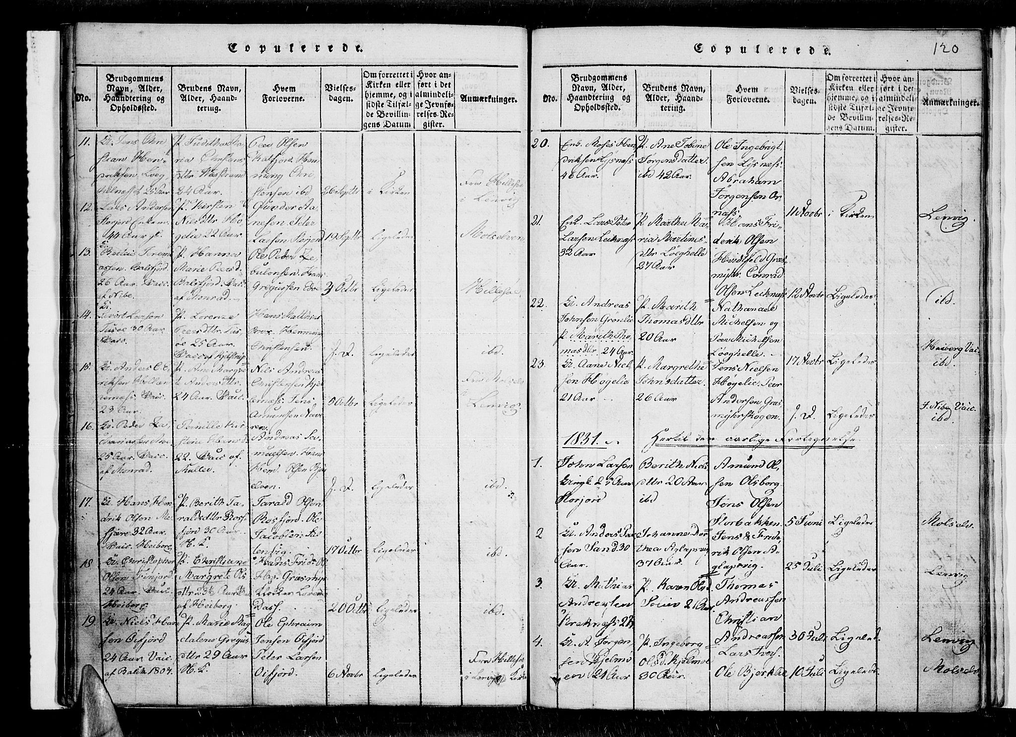 Lenvik sokneprestembete, SATØ/S-1310/H/Ha/Haa/L0003kirke: Parish register (official) no. 3, 1820-1831, p. 120