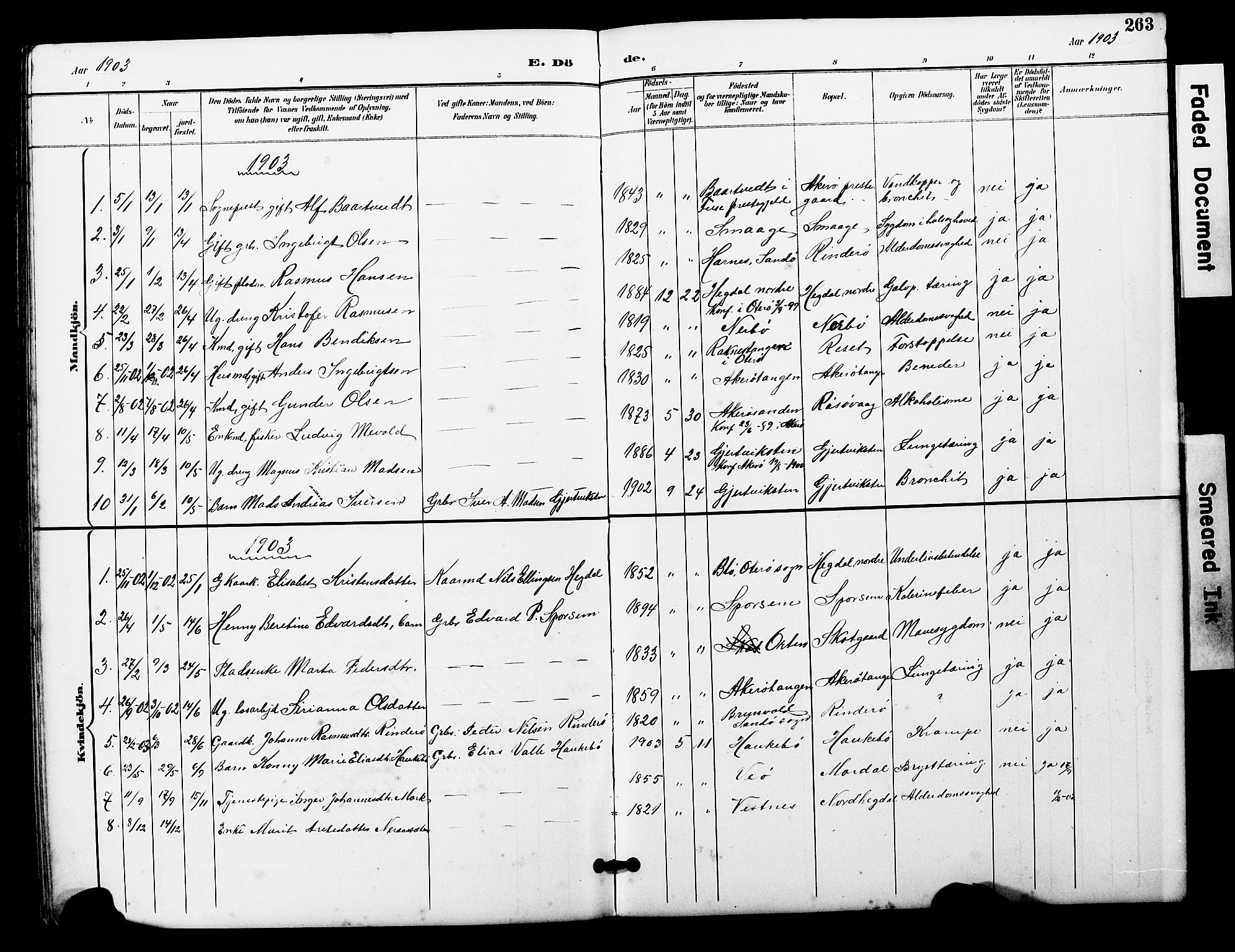 Ministerialprotokoller, klokkerbøker og fødselsregistre - Møre og Romsdal, SAT/A-1454/560/L0725: Parish register (copy) no. 560C02, 1895-1930, p. 263