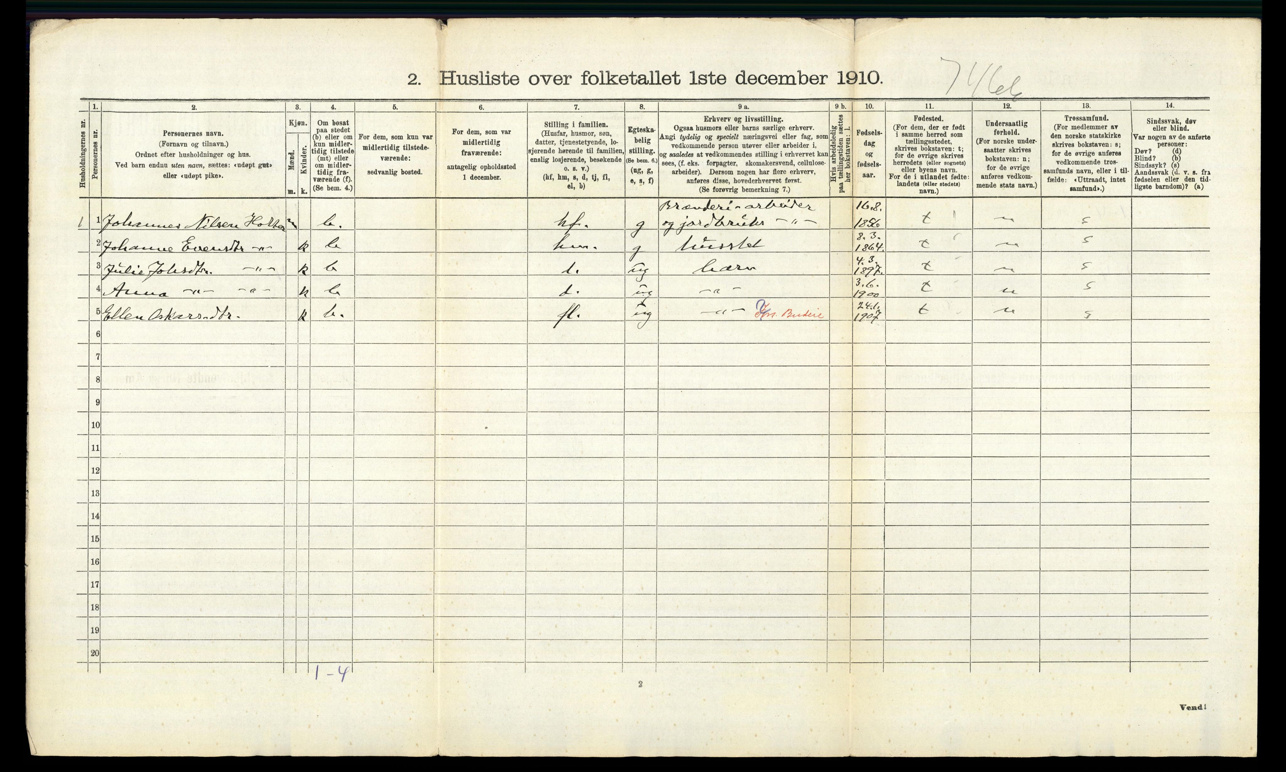 RA, 1910 census for Ringsaker, 1910, p. 2216