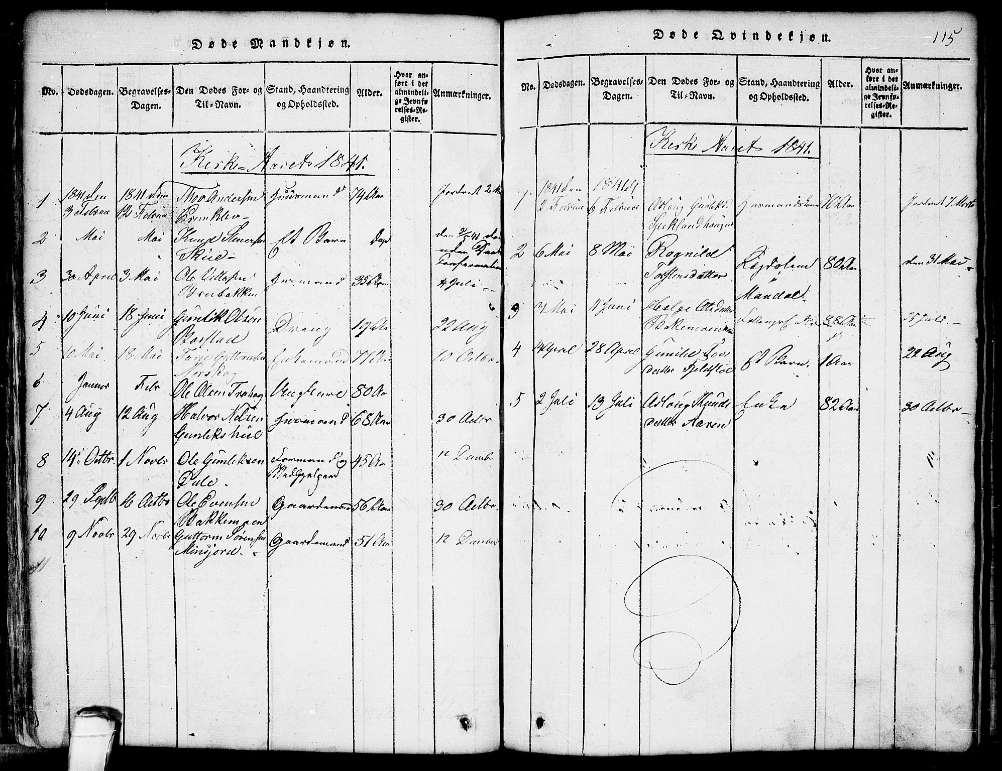 Seljord kirkebøker, SAKO/A-20/G/Gb/L0002: Parish register (copy) no. II 2, 1815-1854, p. 115