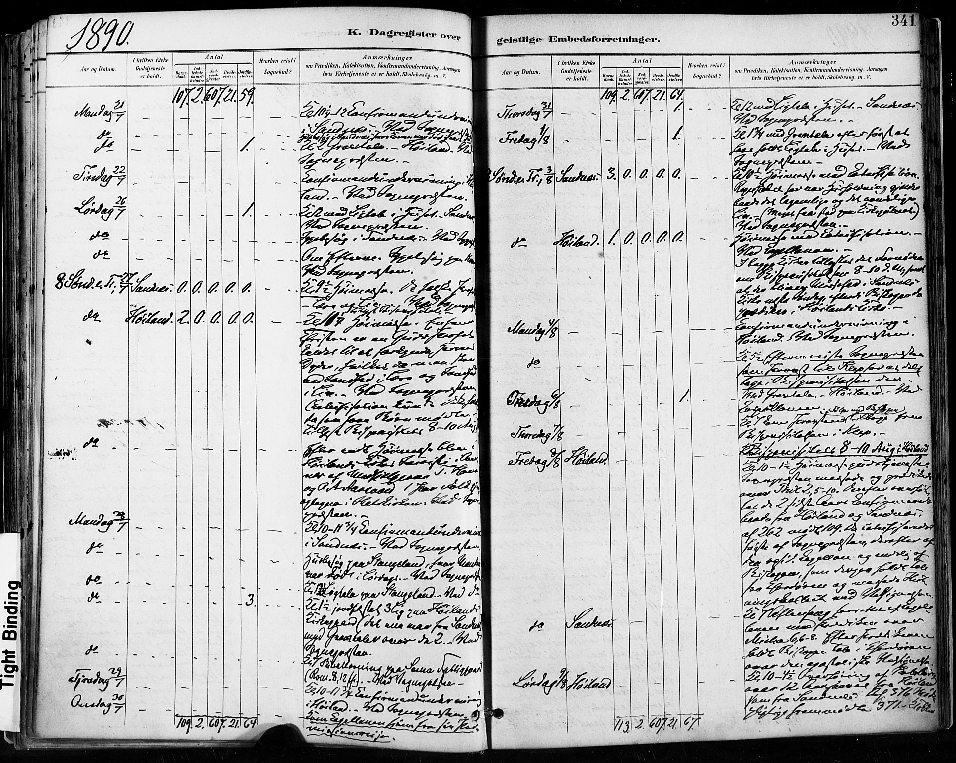 Høyland sokneprestkontor, AV/SAST-A-101799/001/30BA/L0013: Parish register (official) no. A 13.2, 1889-1898, p. 341