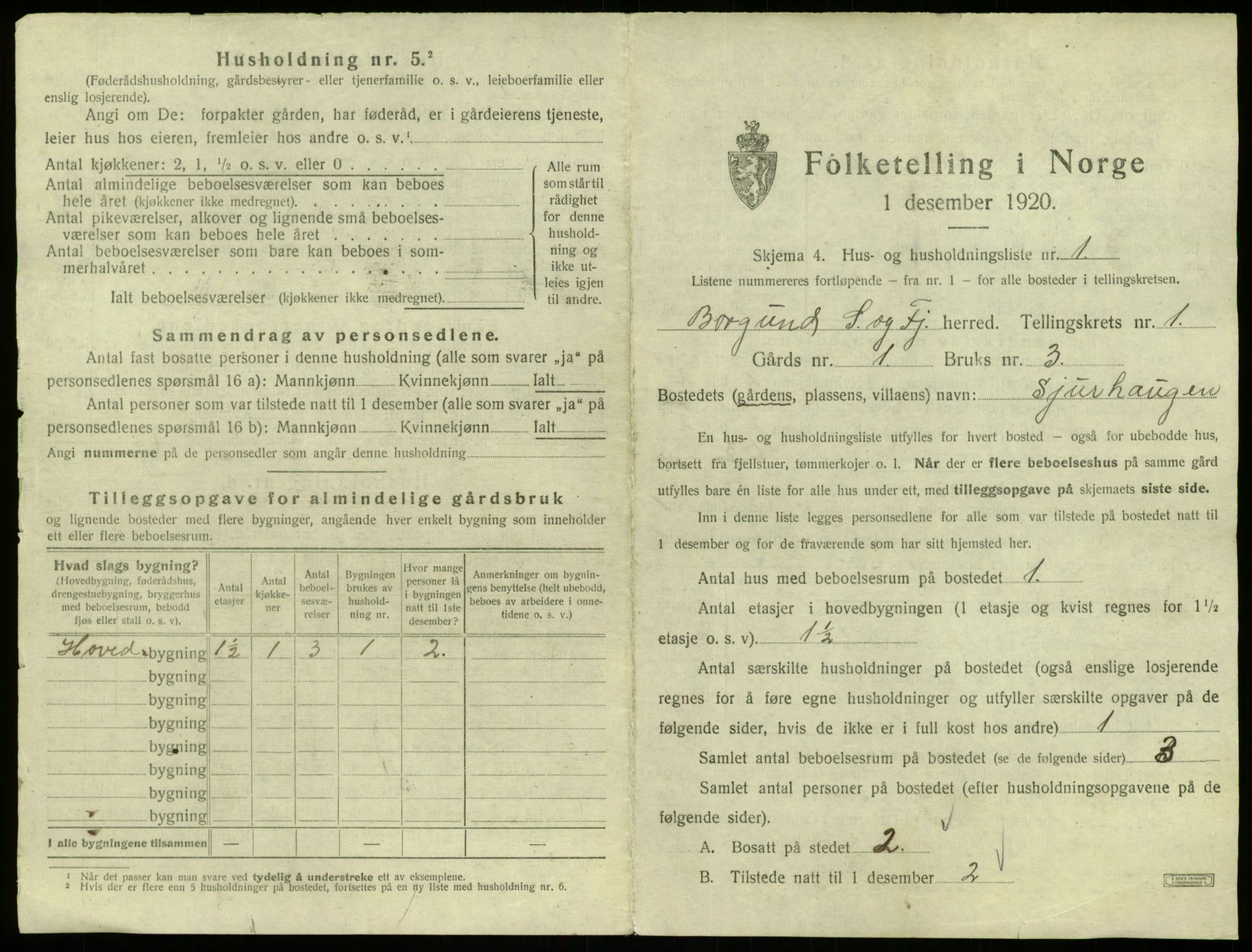 SAB, 1920 census for Borgund, 1920, p. 18