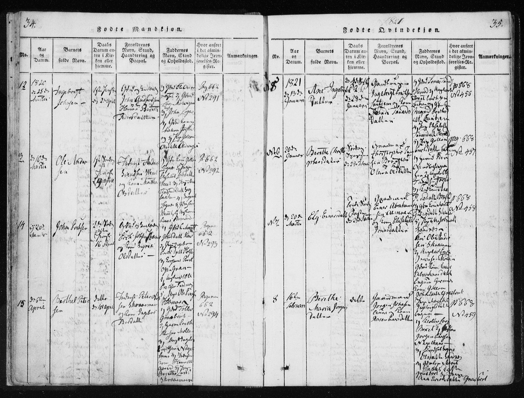 Ministerialprotokoller, klokkerbøker og fødselsregistre - Nord-Trøndelag, SAT/A-1458/749/L0469: Parish register (official) no. 749A03, 1817-1857, p. 34-35