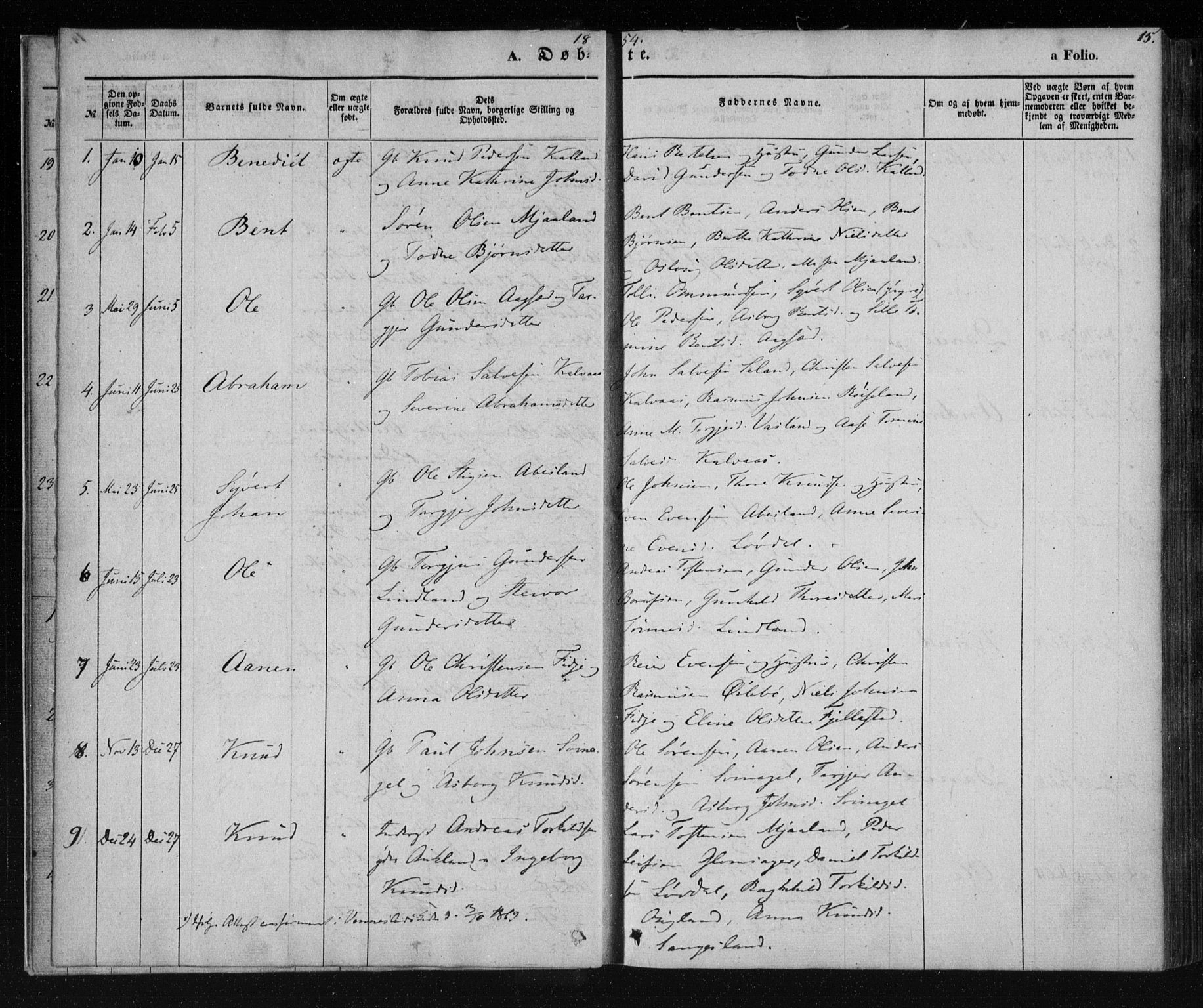 Holum sokneprestkontor, SAK/1111-0022/F/Fa/Fab/L0005: Parish register (official) no. A 5, 1847-1874, p. 15