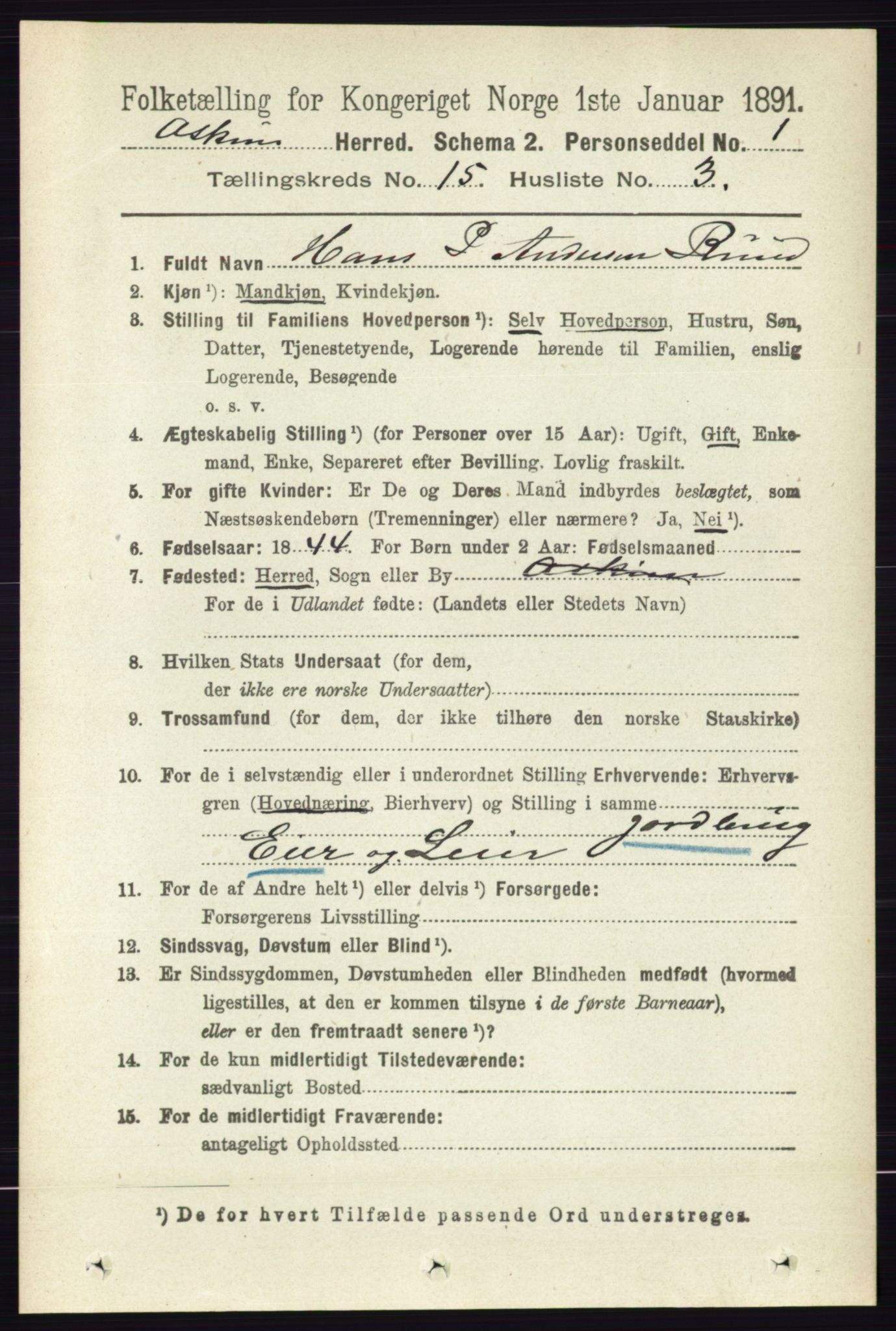 RA, 1891 census for 0124 Askim, 1891, p. 2443