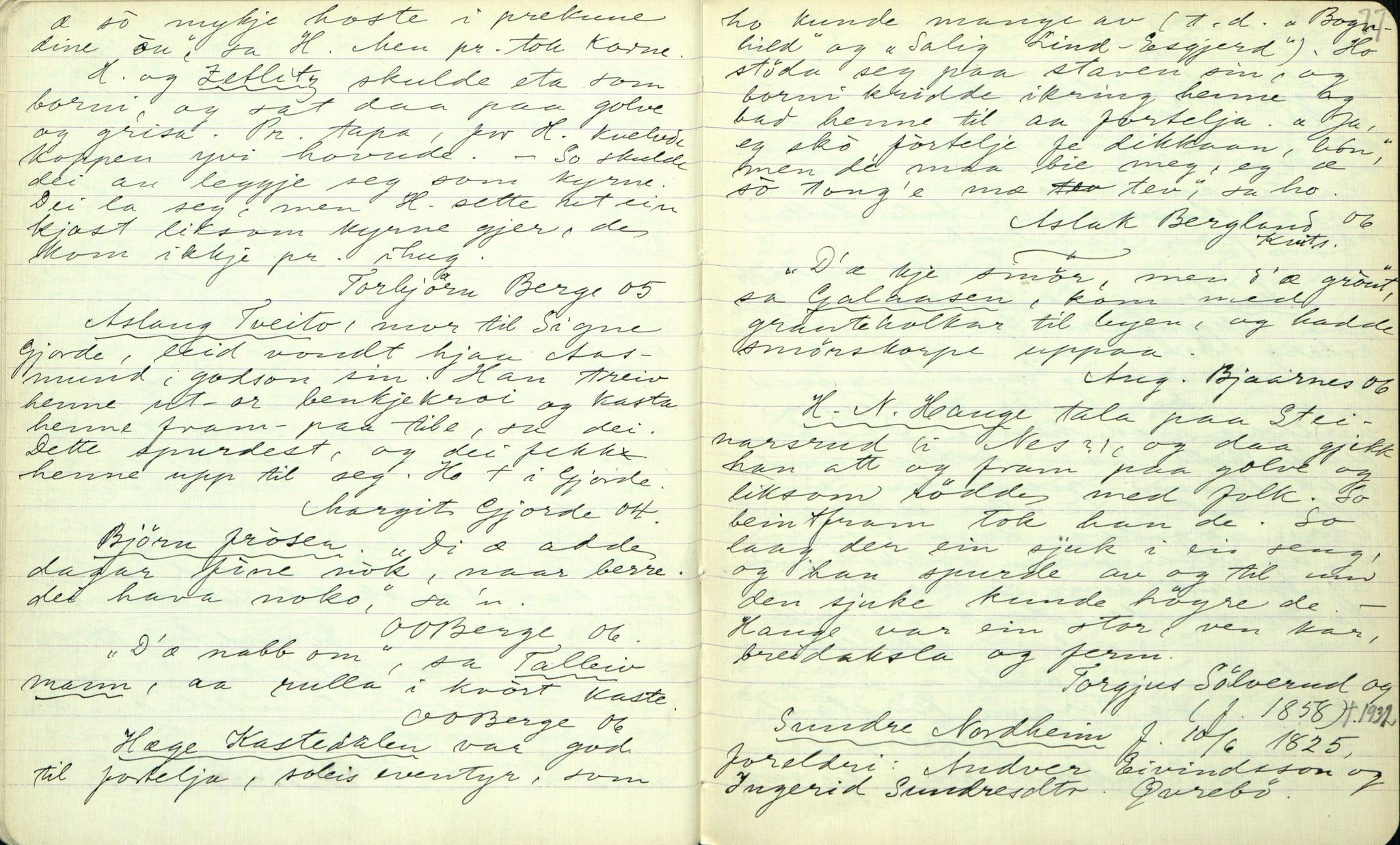 Rikard Berge, TEMU/TGM-A-1003/F/L0002/0025: 031-060 Innholdslister / 55 Segn og sogu, 1906-1907, p. 76-77