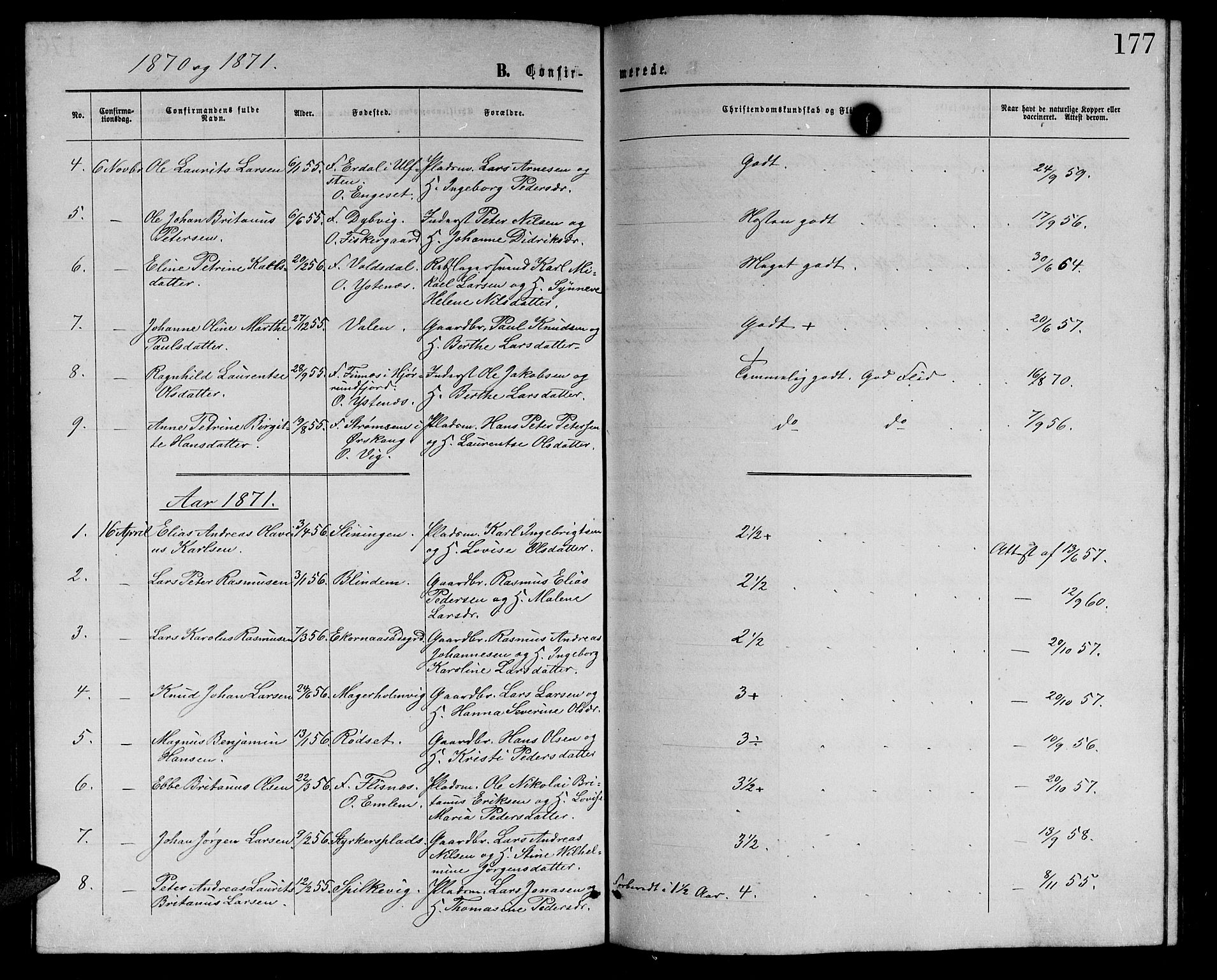 Ministerialprotokoller, klokkerbøker og fødselsregistre - Møre og Romsdal, SAT/A-1454/528/L0428: Parish register (copy) no. 528C09, 1864-1880, p. 177