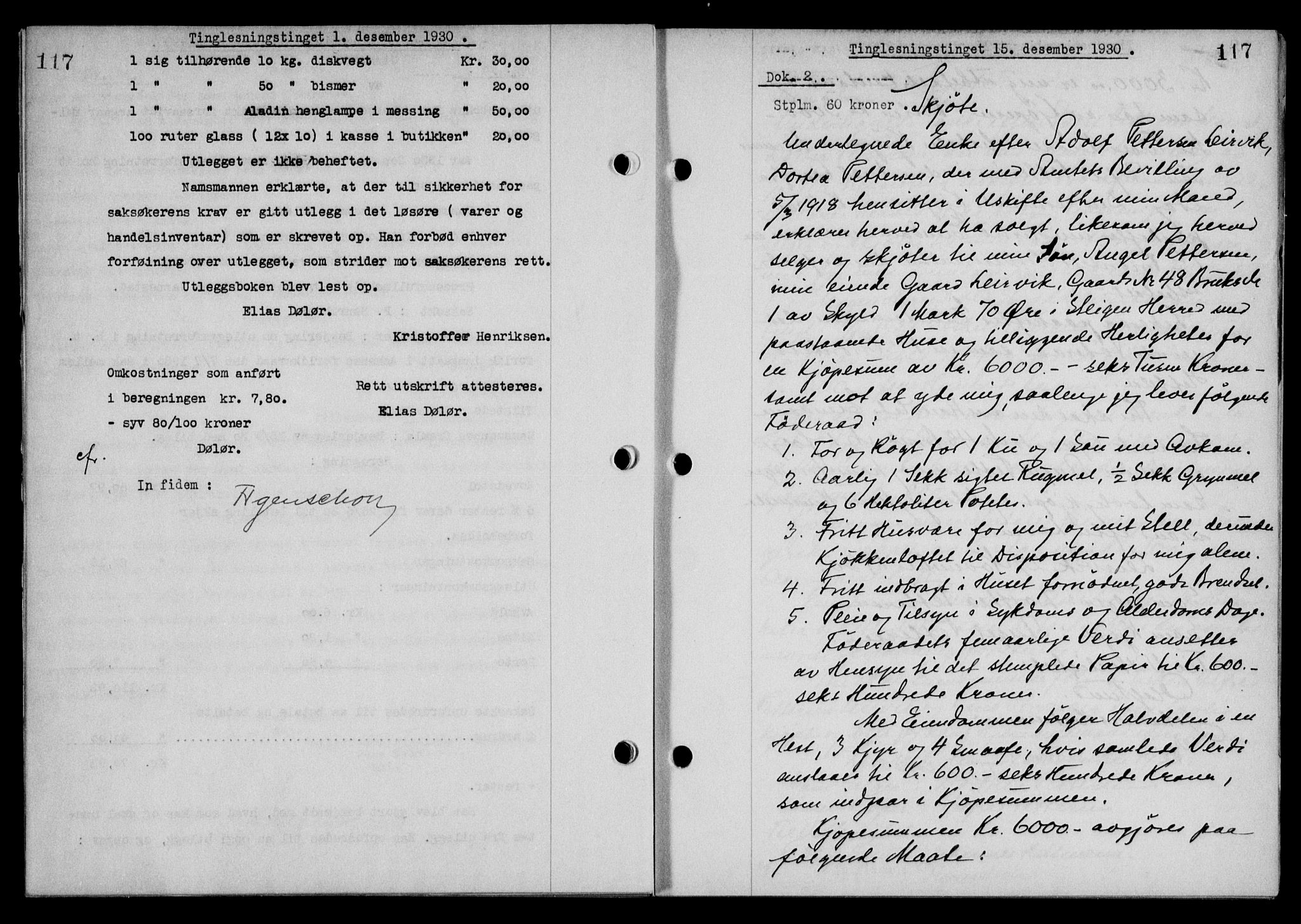 Steigen og Ofoten sorenskriveri, SAT/A-0030/1/2/2C/L0018/0001: Mortgage book no. 20-II og 21, 1930-1931, Deed date: 15.12.1930