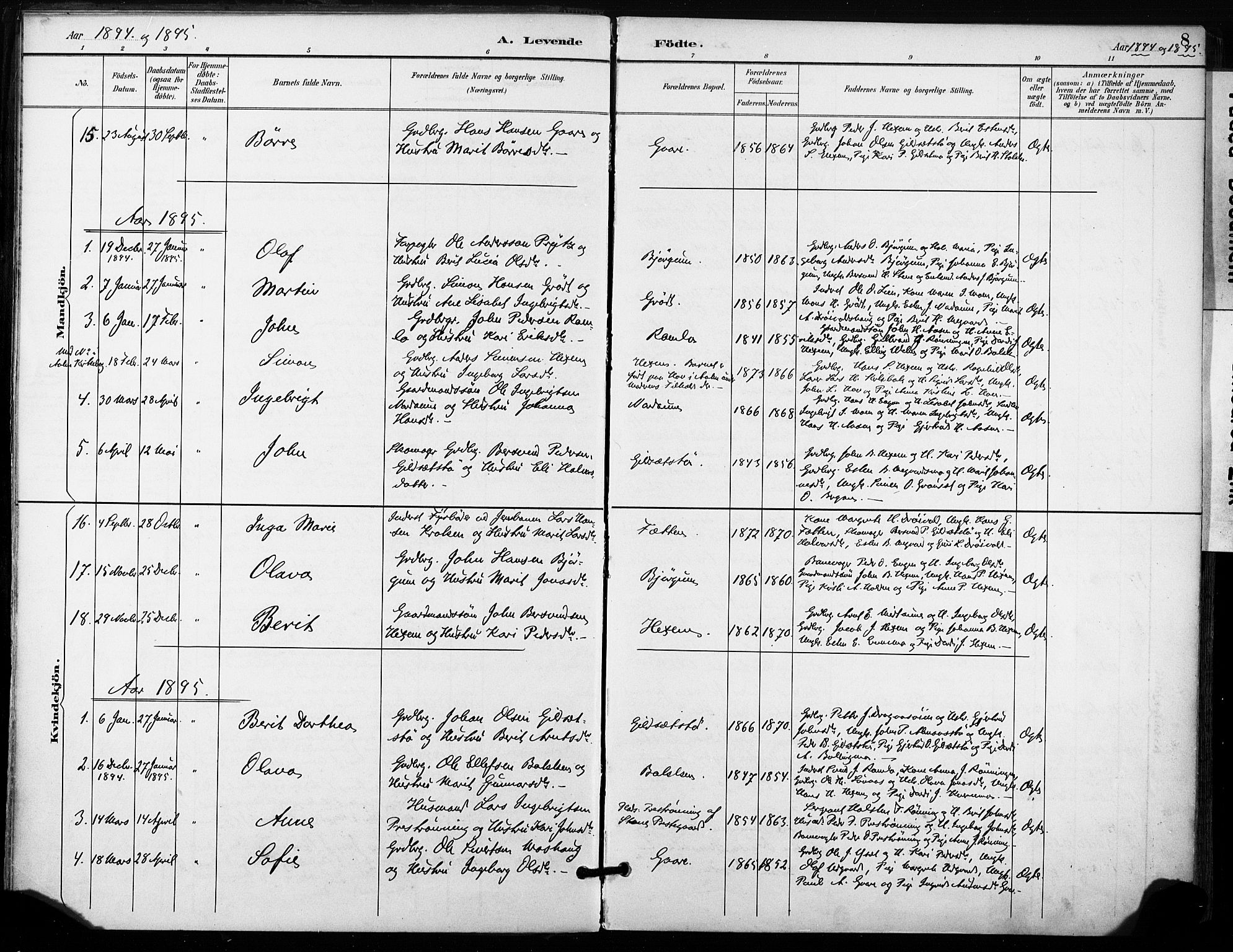 Ministerialprotokoller, klokkerbøker og fødselsregistre - Sør-Trøndelag, AV/SAT-A-1456/685/L0973: Parish register (official) no. 685A10, 1891-1907, p. 8