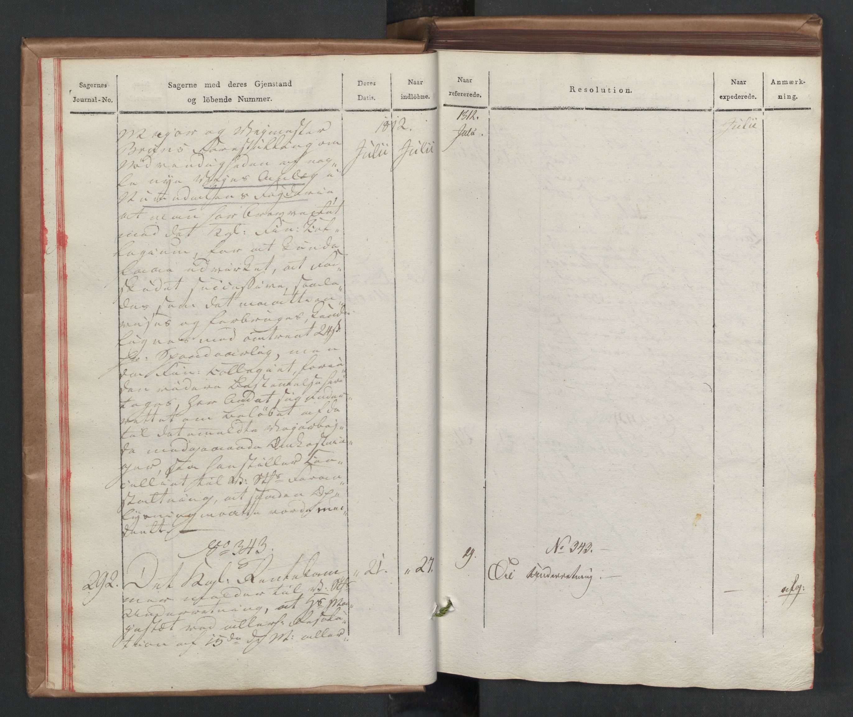 Stattholderembetet 1810-1814, 2. kontor (Kontor B), AV/RA-EA-5432/Aa/L0002: Kollegial referatprotokoll,  j.nr. 284-511,  l.nr. 328-639, 1812-1813, p. 13