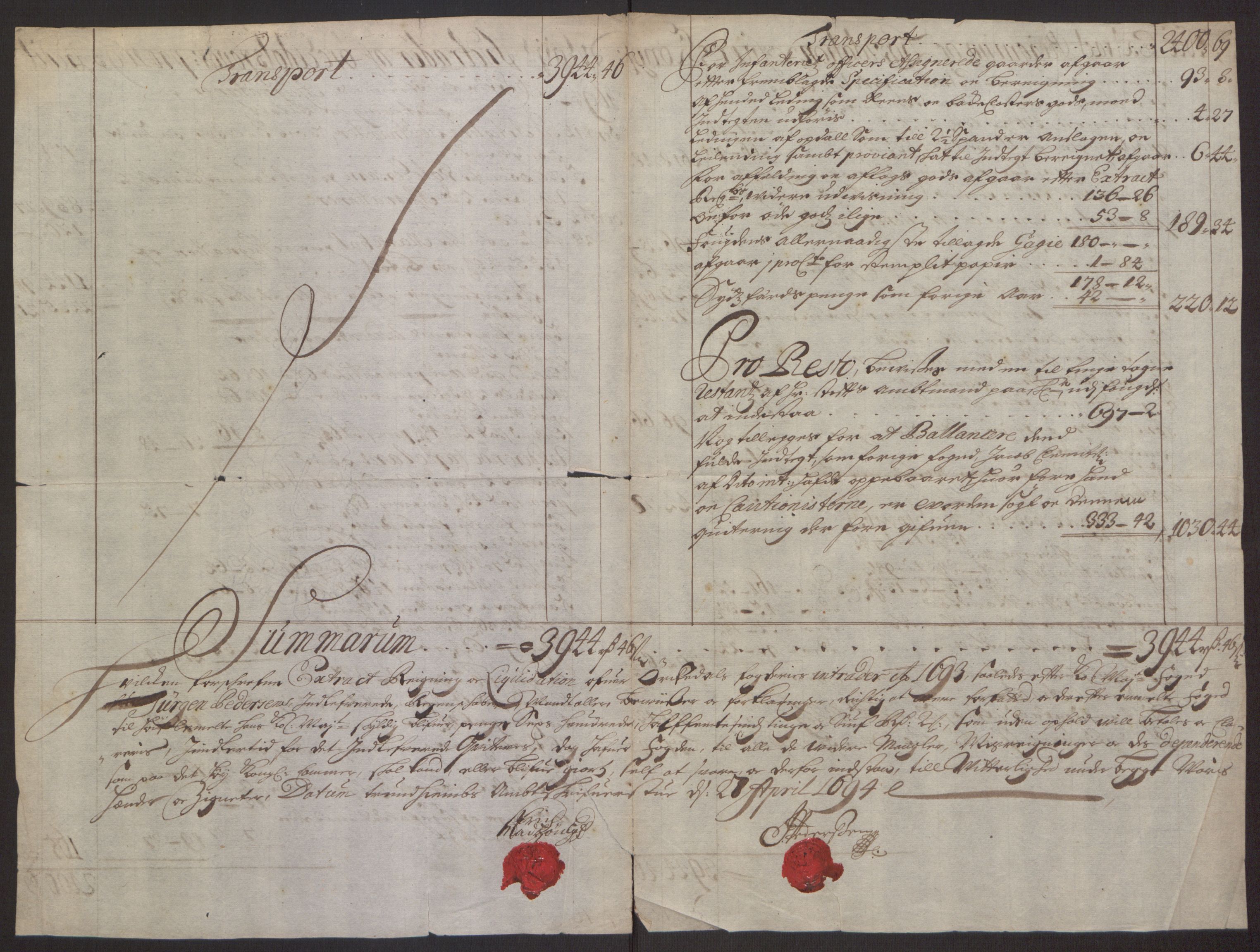 Rentekammeret inntil 1814, Reviderte regnskaper, Fogderegnskap, RA/EA-4092/R60/L3944: Fogderegnskap Orkdal og Gauldal, 1694, p. 4