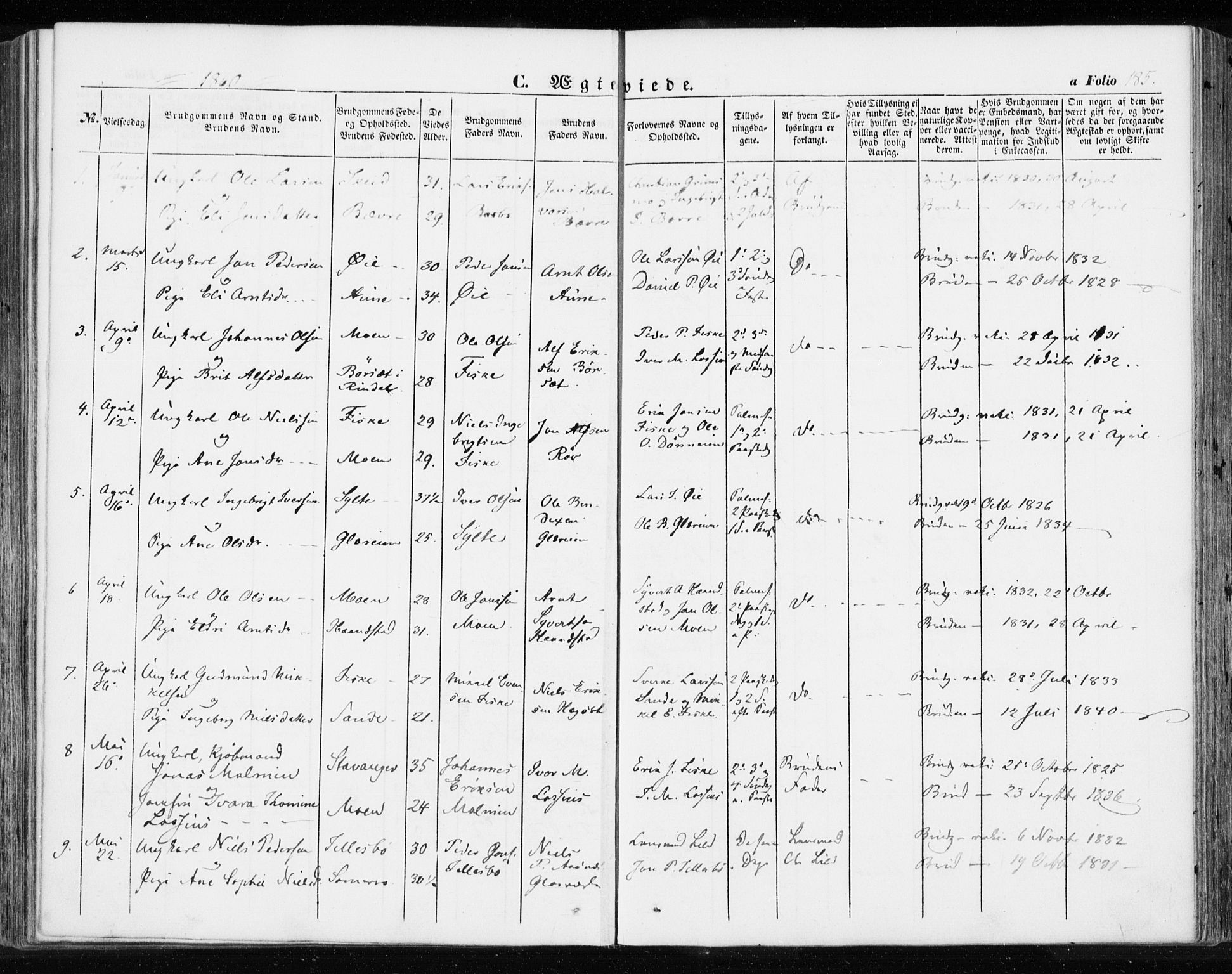 Ministerialprotokoller, klokkerbøker og fødselsregistre - Møre og Romsdal, SAT/A-1454/595/L1044: Parish register (official) no. 595A06, 1852-1863, p. 185