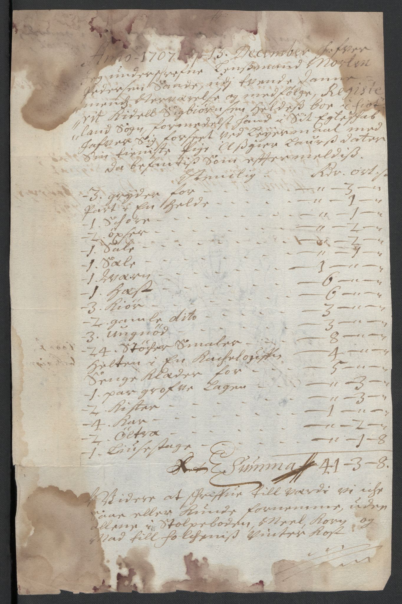 Rentekammeret inntil 1814, Reviderte regnskaper, Fogderegnskap, AV/RA-EA-4092/R43/L2552: Fogderegnskap Lista og Mandal, 1705-1709, p. 33