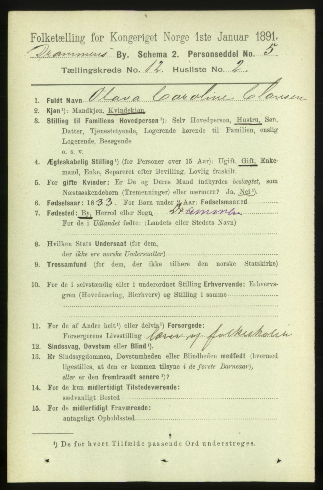 RA, 1891 census for 0602 Drammen, 1891, p. 8976