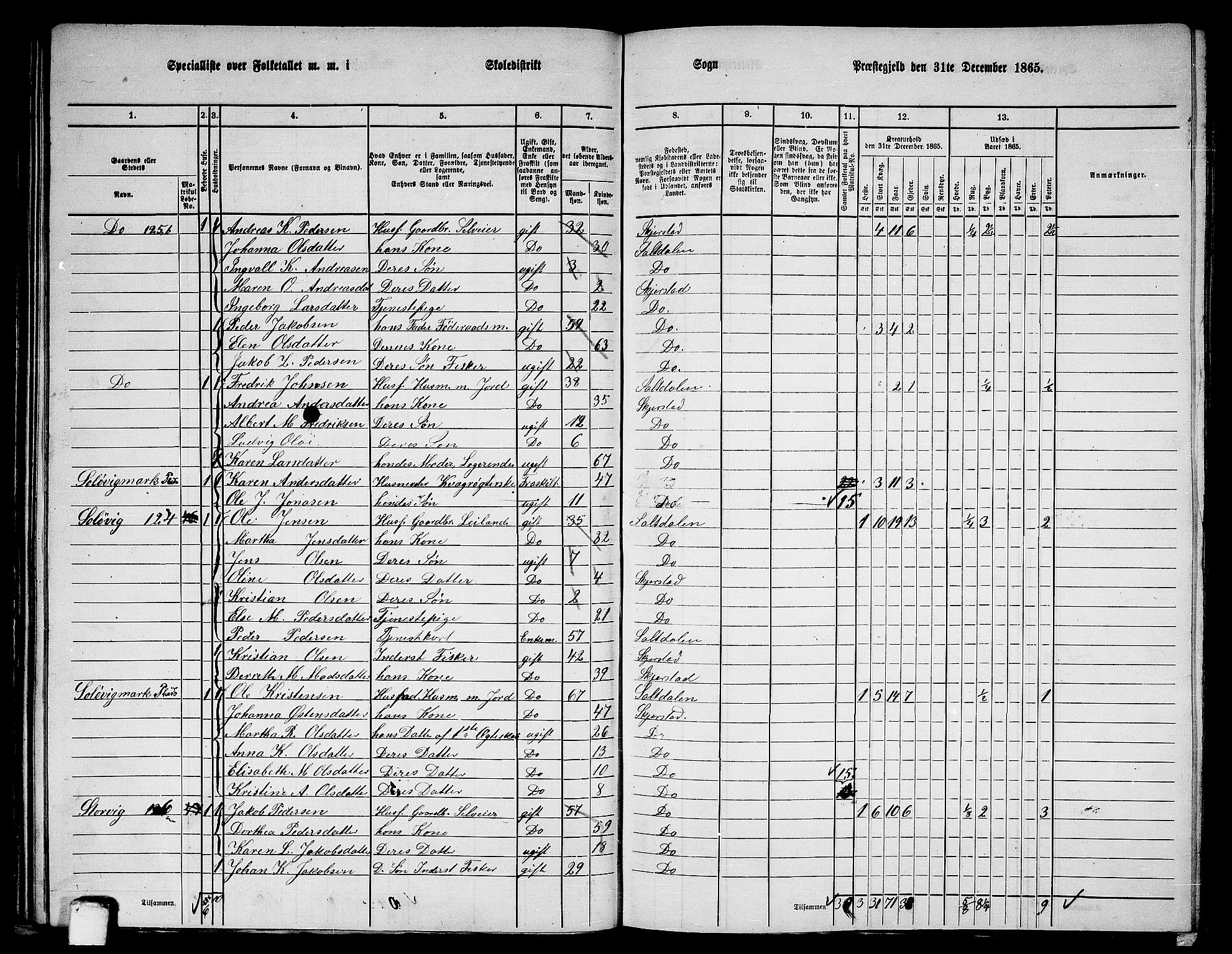 RA, 1865 census for Skjerstad, 1865, p. 74