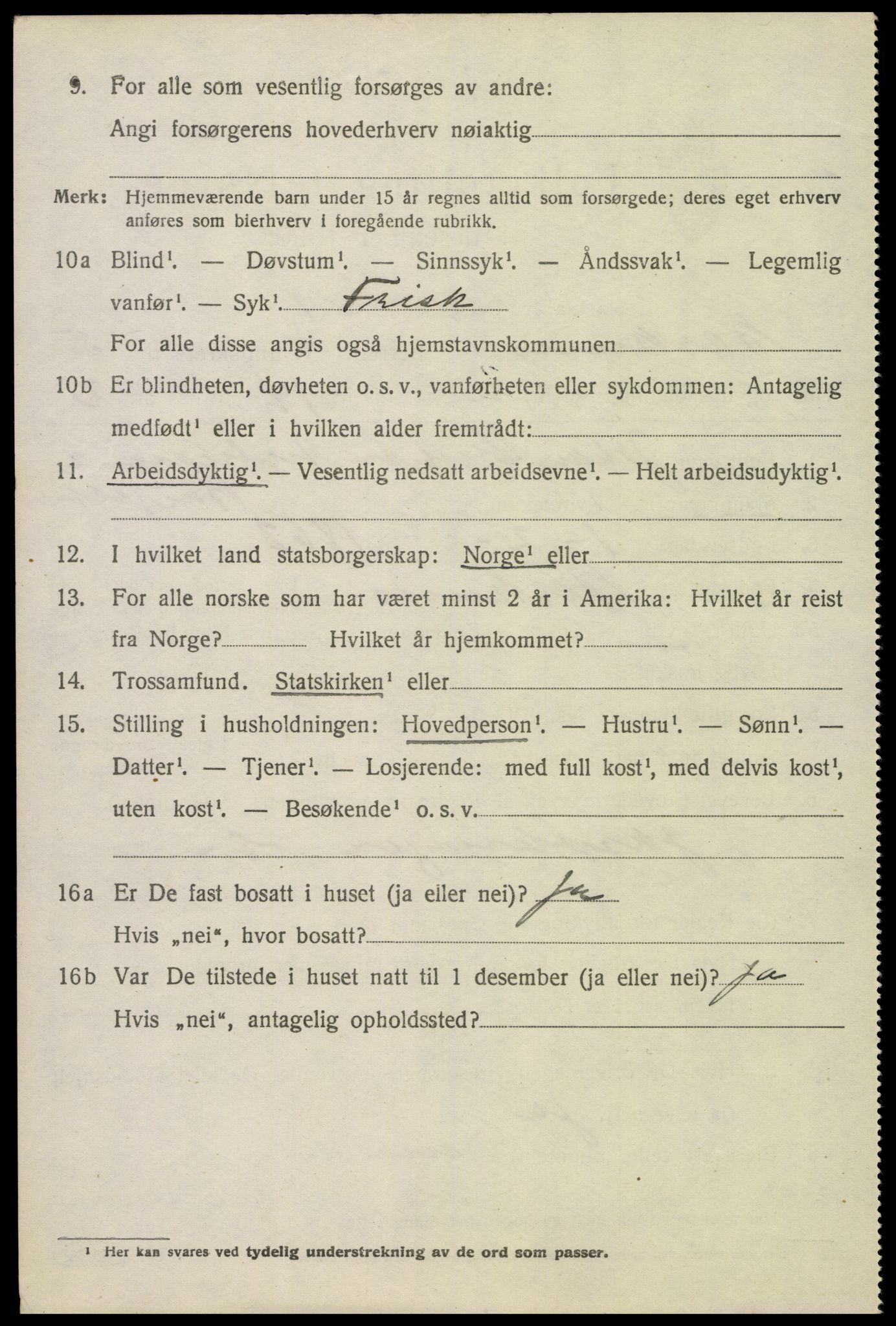 SAK, 1920 census for Birkenes, 1920, p. 3026