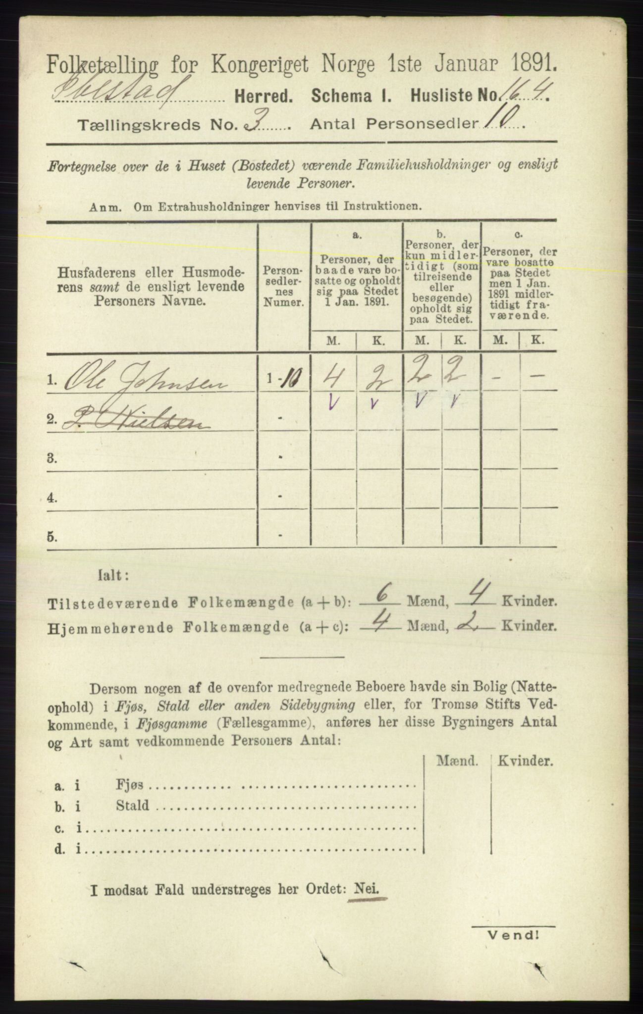 RA, 1891 census for 1917 Ibestad, 1891, p. 1711