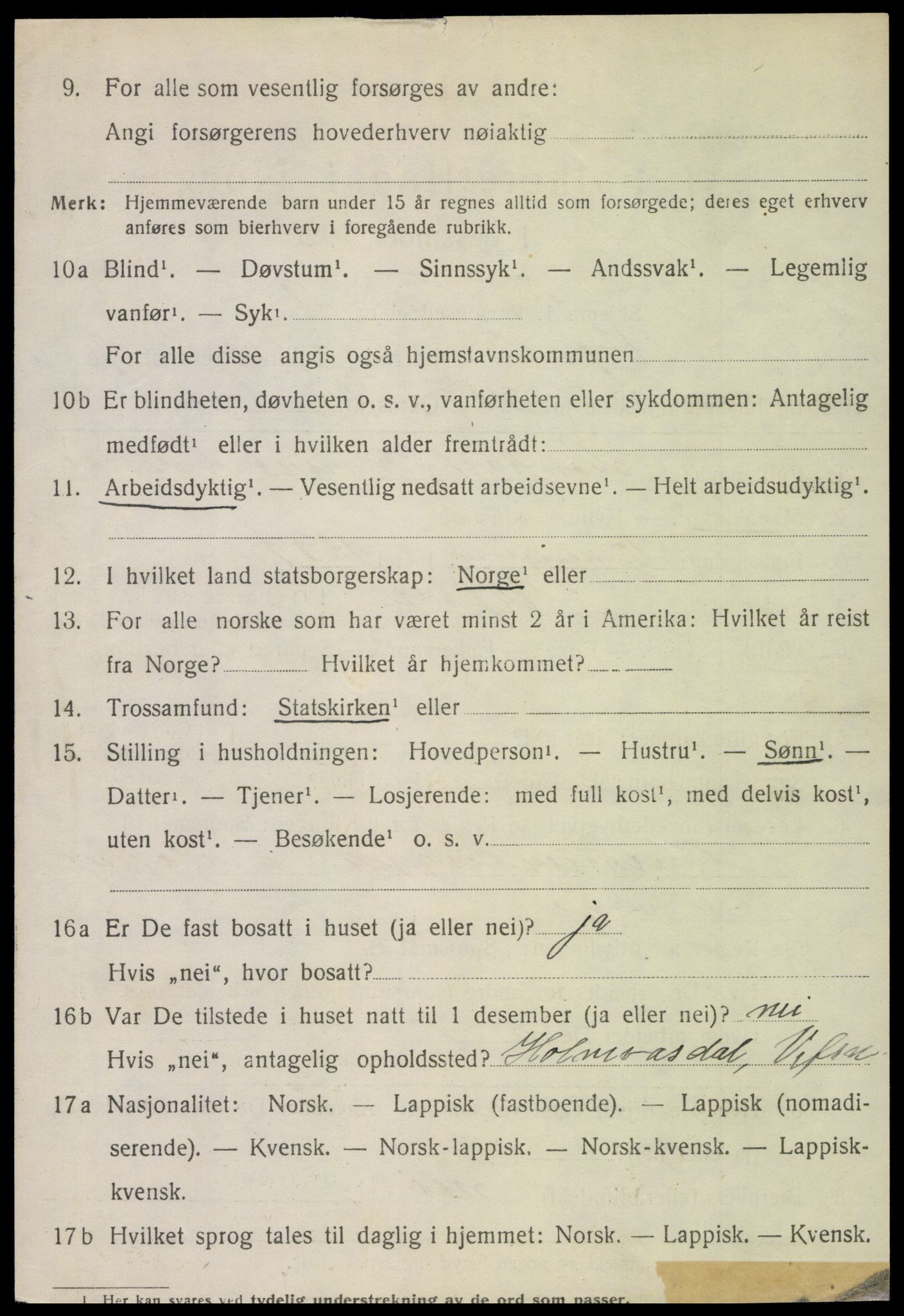 SAT, 1920 census for Vefsn, 1920, p. 4676