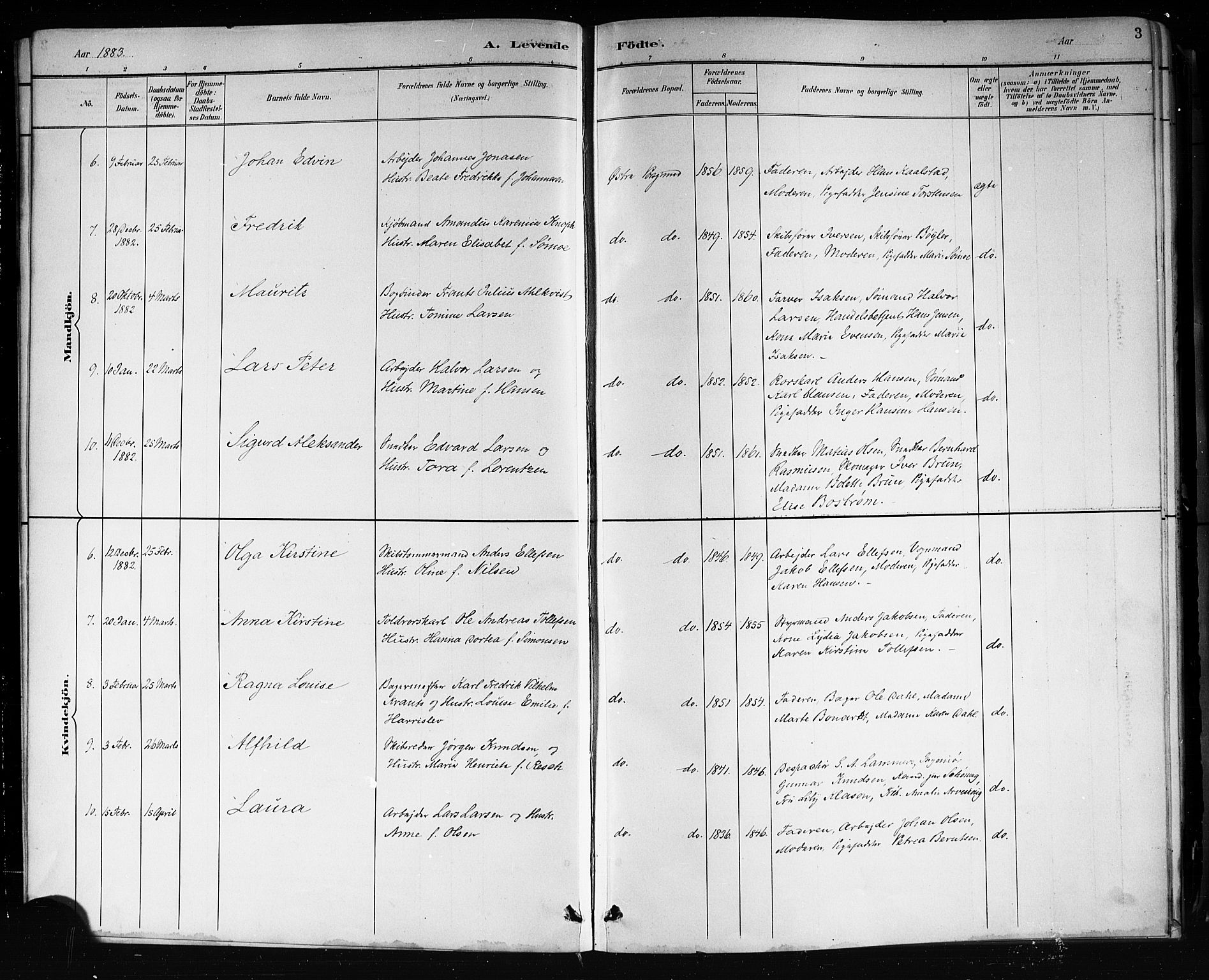 Porsgrunn kirkebøker , SAKO/A-104/G/Gb/L0005: Parish register (copy) no. II 5, 1883-1915, p. 3