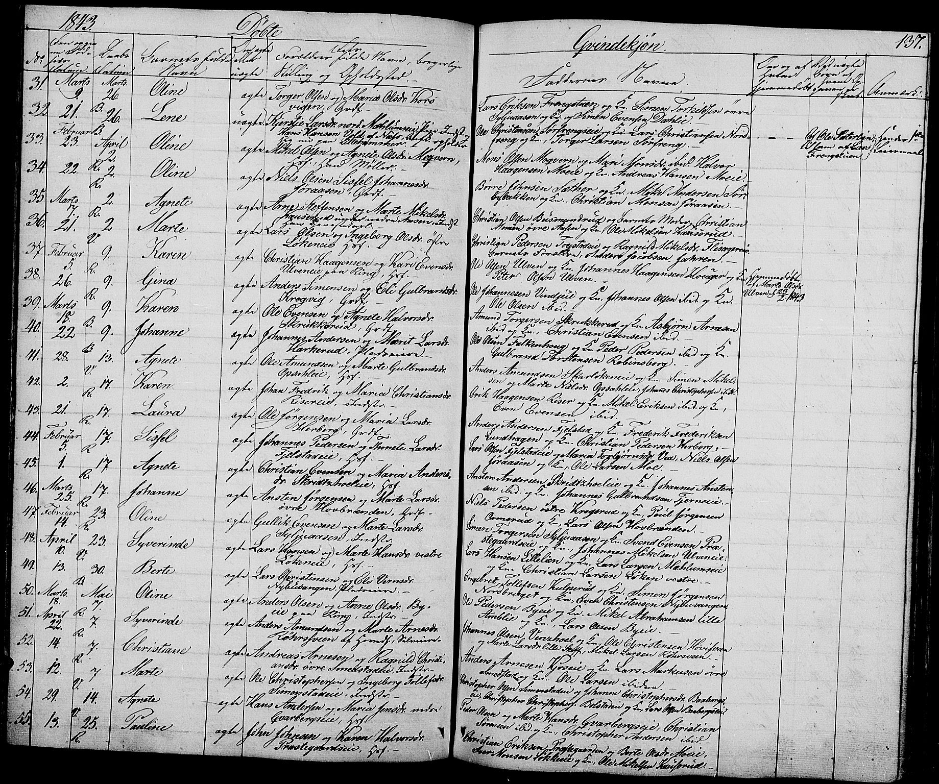 Ringsaker prestekontor, AV/SAH-PREST-014/L/La/L0005: Parish register (copy) no. 5, 1839-1850, p. 137