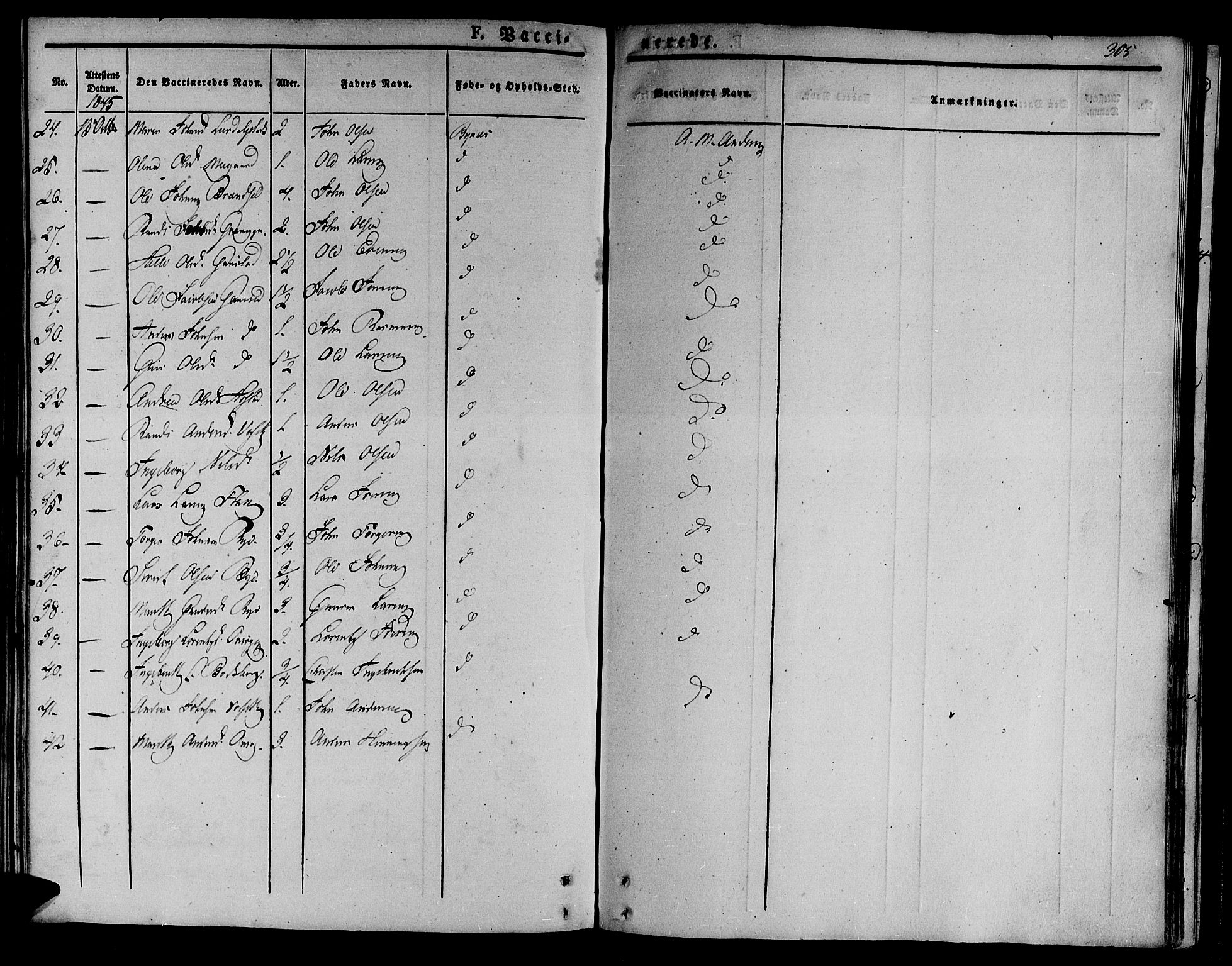 Ministerialprotokoller, klokkerbøker og fødselsregistre - Sør-Trøndelag, SAT/A-1456/612/L0374: Parish register (official) no. 612A07 /1, 1829-1845, p. 305