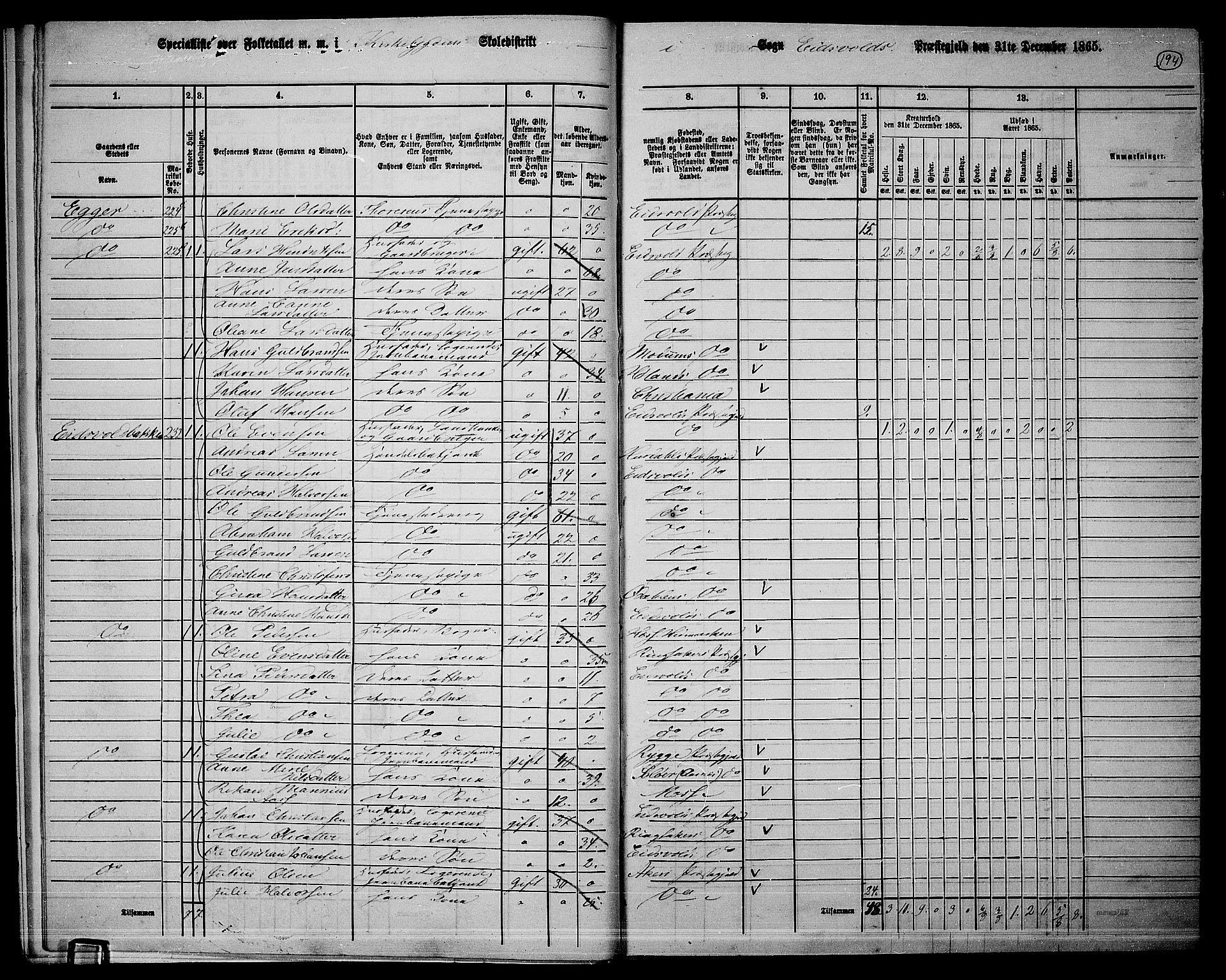 RA, 1865 census for Eidsvoll, 1865, p. 175