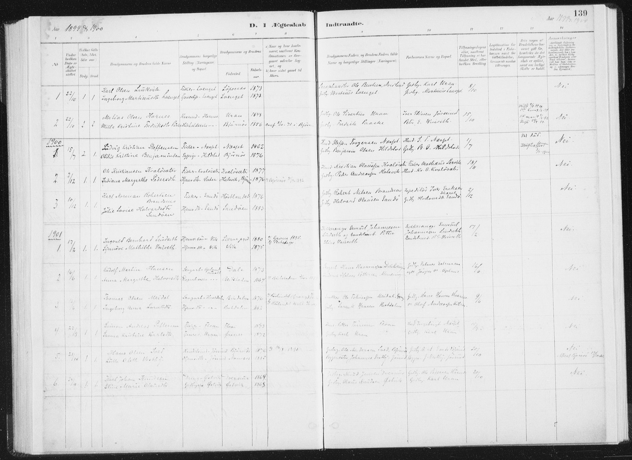 Ministerialprotokoller, klokkerbøker og fødselsregistre - Nord-Trøndelag, AV/SAT-A-1458/771/L0597: Parish register (official) no. 771A04, 1885-1910, p. 139