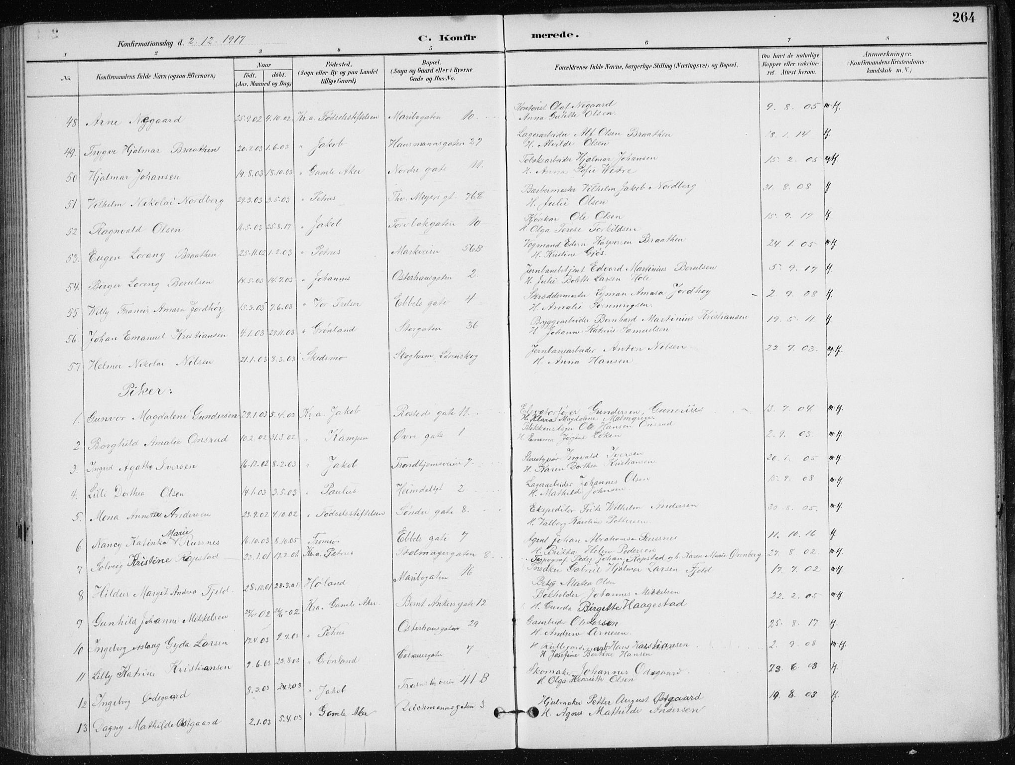 Jakob prestekontor Kirkebøker, AV/SAO-A-10850/F/Fa/L0008: Parish register (official) no. 8, 1892-1924, p. 264