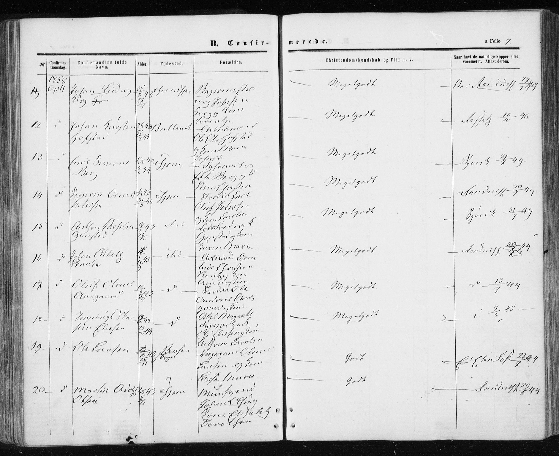 Ministerialprotokoller, klokkerbøker og fødselsregistre - Sør-Trøndelag, AV/SAT-A-1456/601/L0053: Parish register (official) no. 601A21, 1857-1865, p. 7