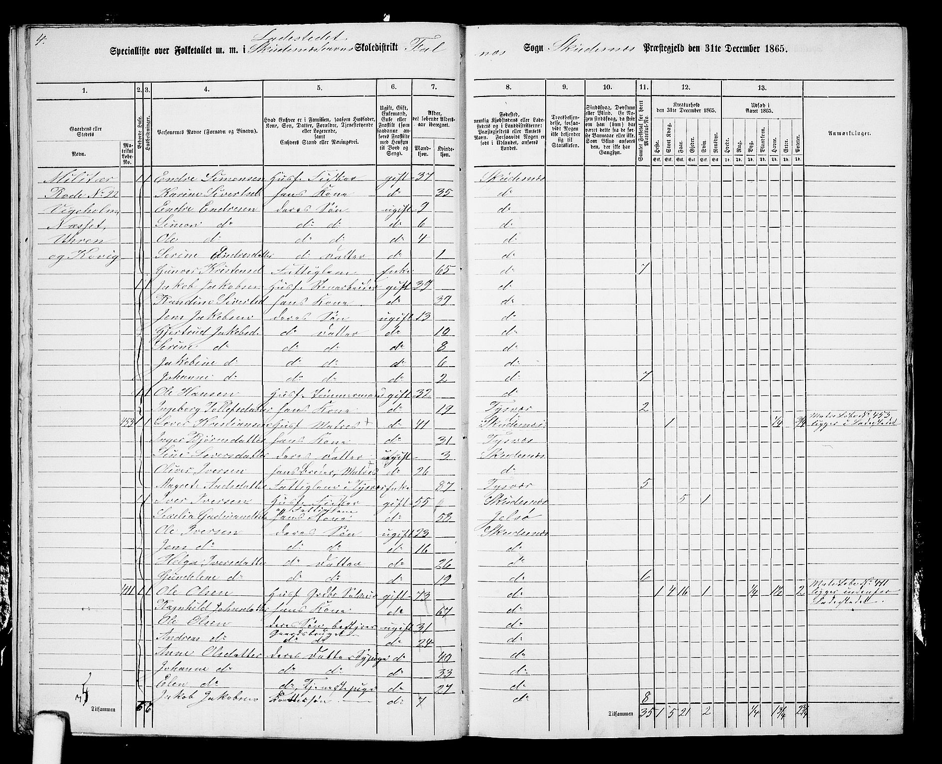 RA, 1865 census for Skudenes, 1865, p. 215