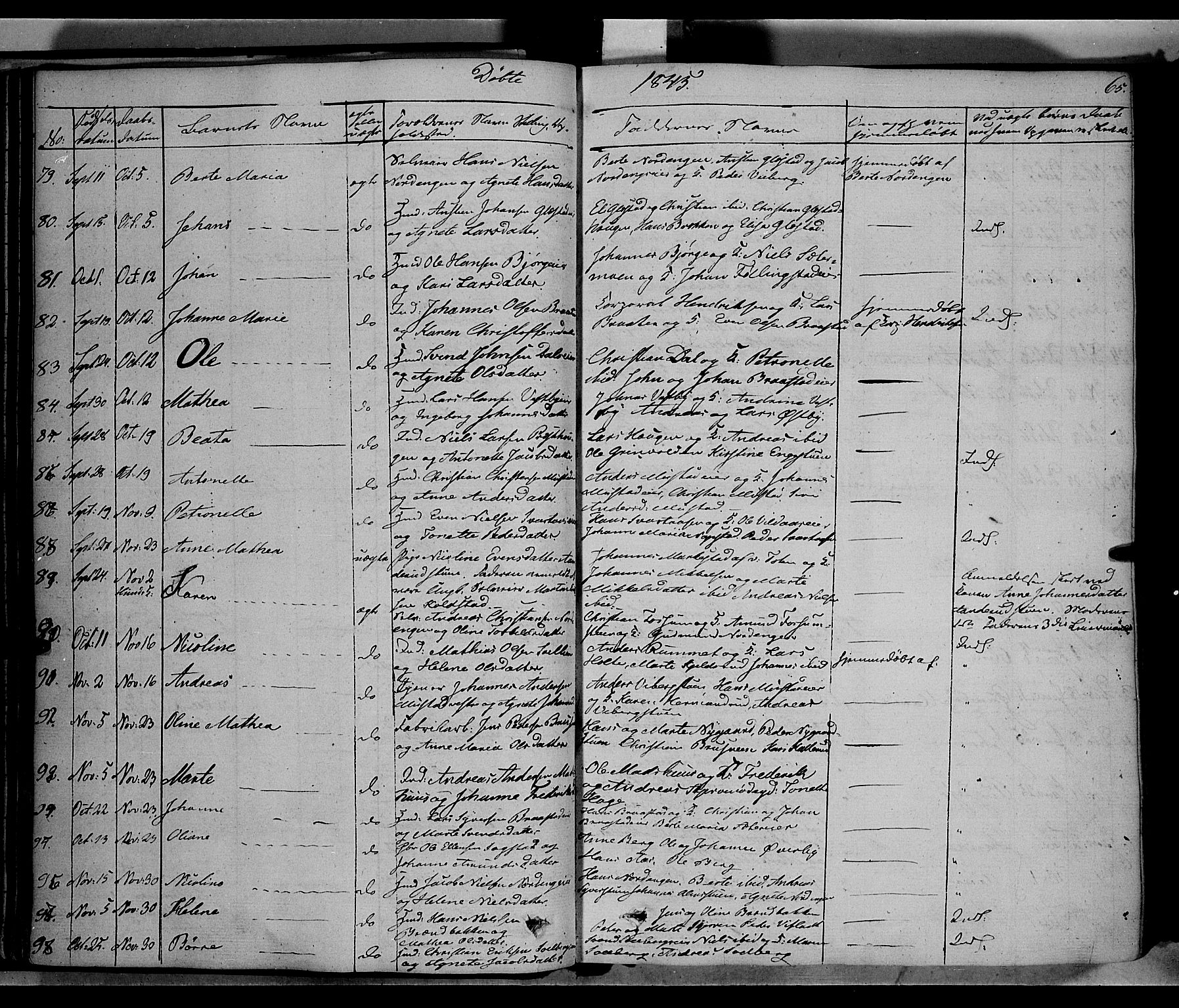 Vardal prestekontor, SAH/PREST-100/H/Ha/Haa/L0005: Parish register (official) no. 5, 1831-1853, p. 65