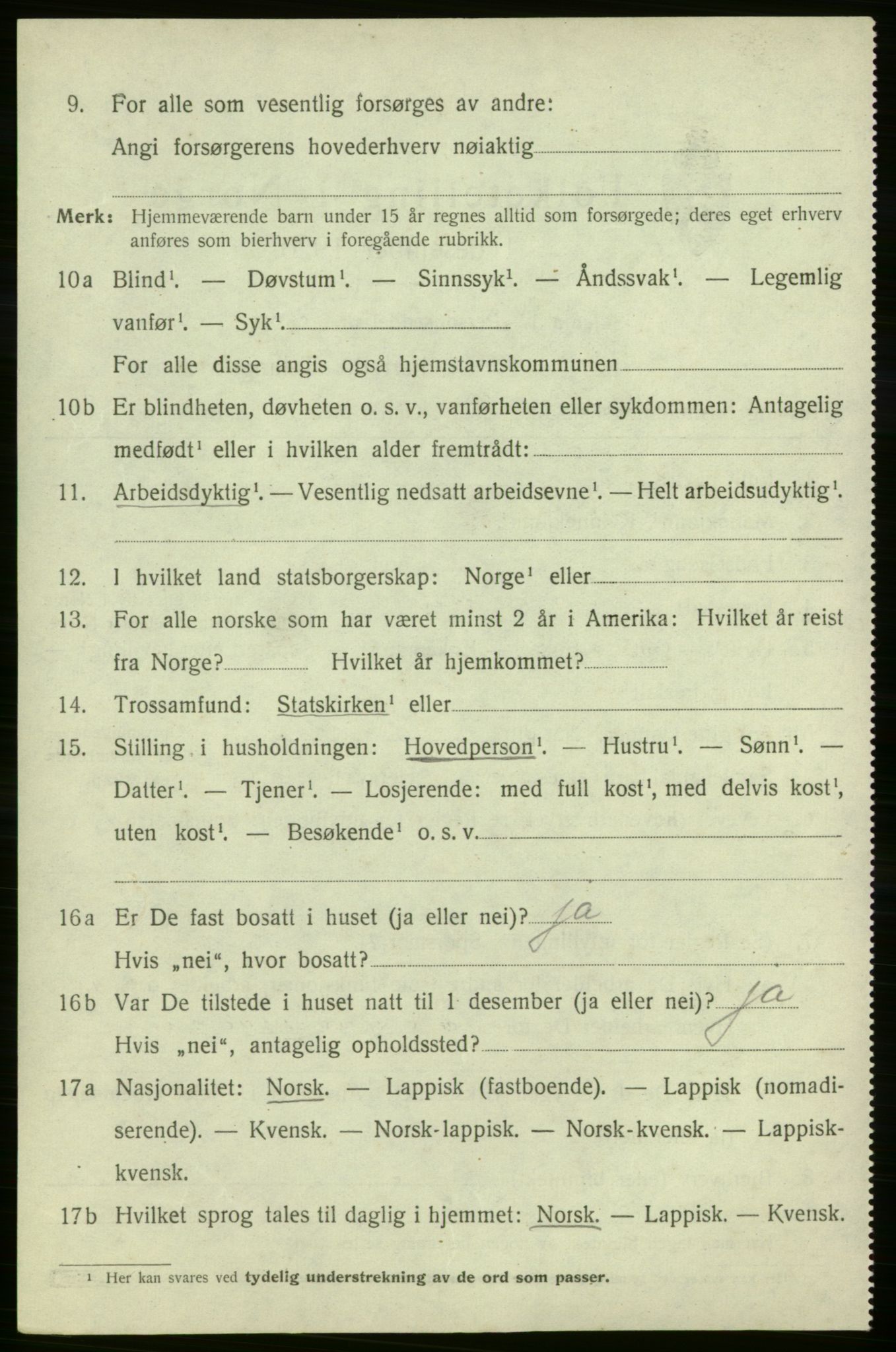 SATØ, 1920 census for Lebesby, 1920, p. 2618