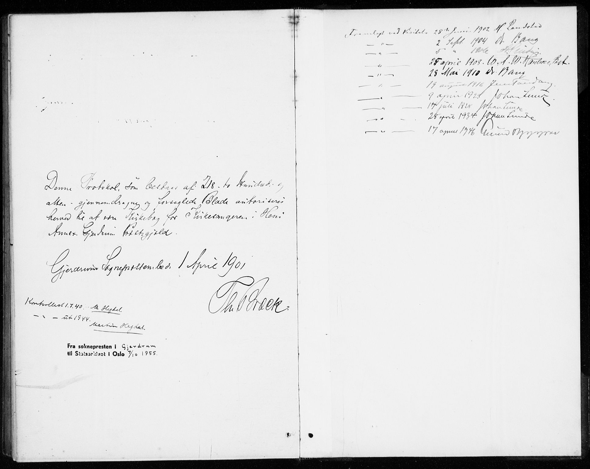 Gjerdrum prestekontor Kirkebøker, SAO/A-10412b/G/Gb/L0001: Parish register (copy) no. II 1, 1901-1944