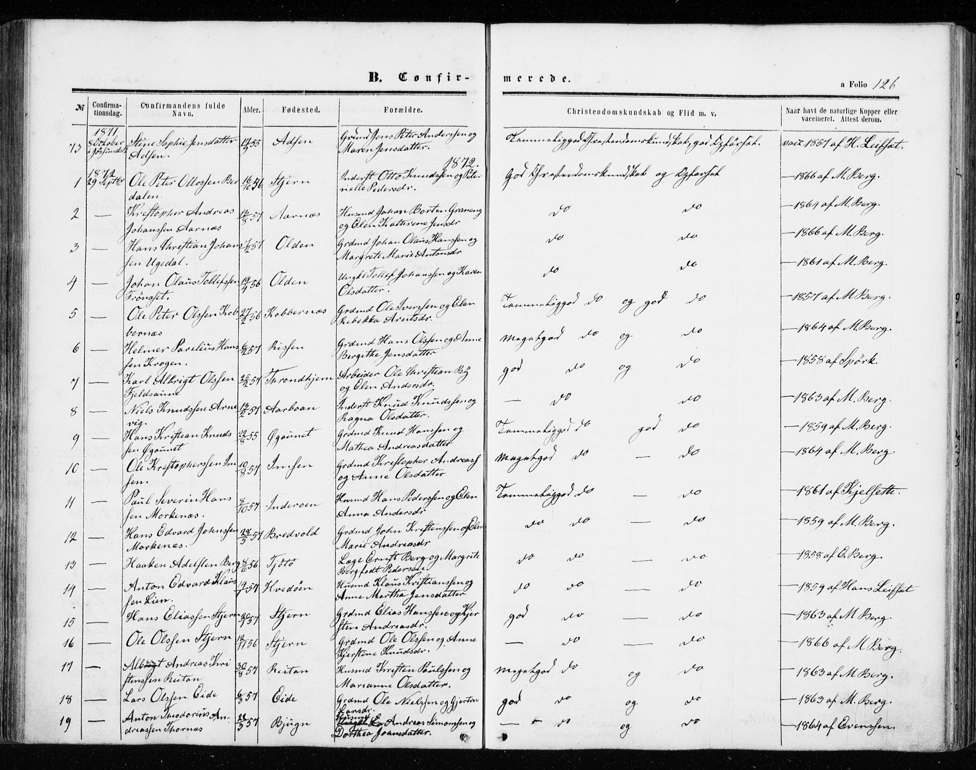 Ministerialprotokoller, klokkerbøker og fødselsregistre - Sør-Trøndelag, SAT/A-1456/655/L0678: Parish register (official) no. 655A07, 1861-1873, p. 126