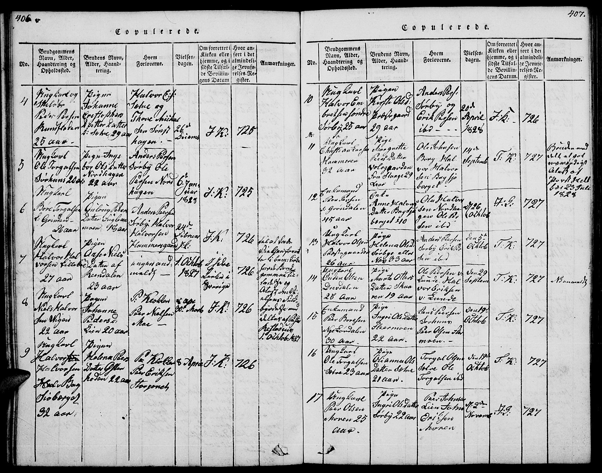 Trysil prestekontor, AV/SAH-PREST-046/H/Ha/Hab/L0004: Parish register (copy) no. 4, 1814-1841, p. 406-407