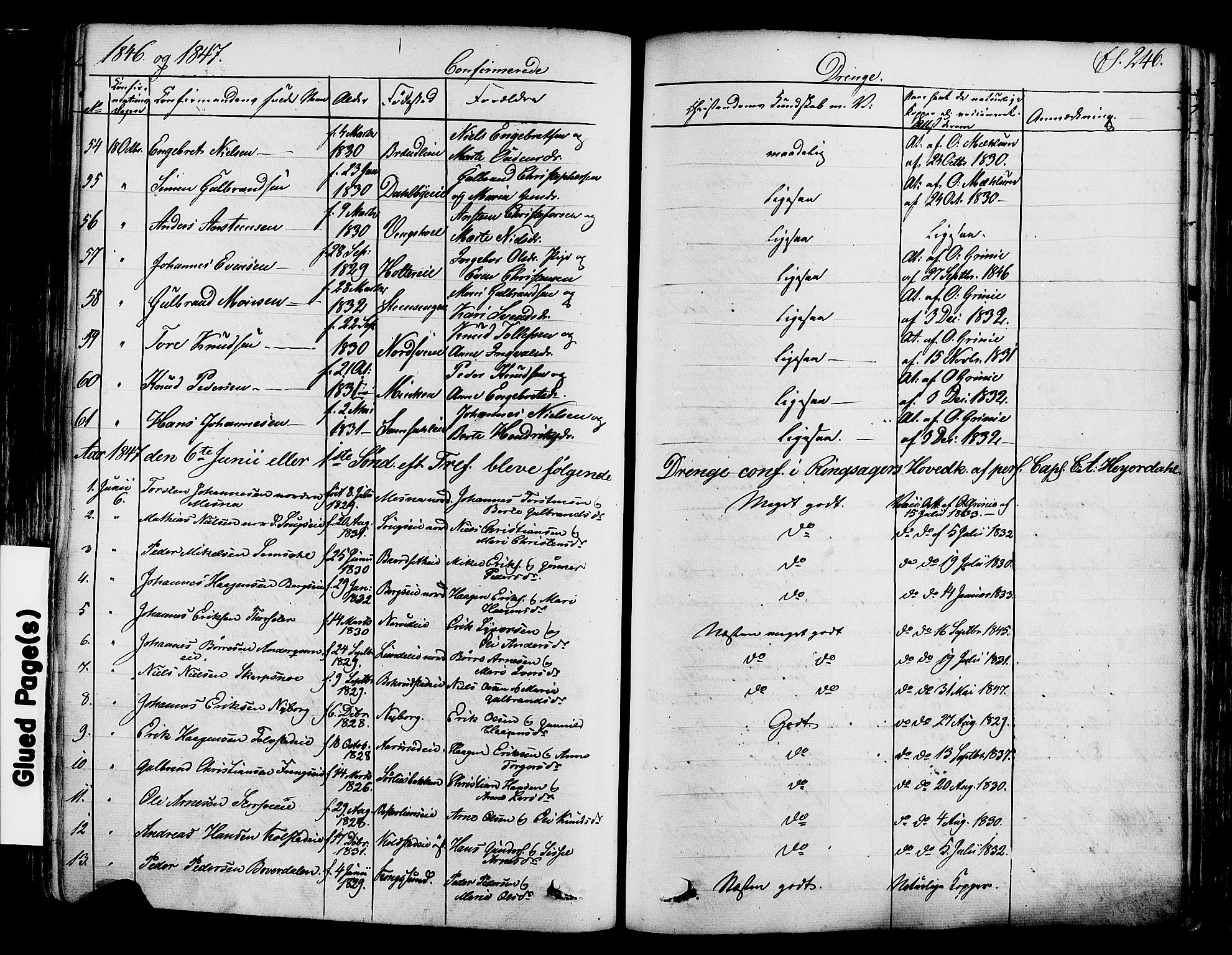 Ringsaker prestekontor, SAH/PREST-014/K/Ka/L0008: Parish register (official) no. 8, 1837-1850, p. 246