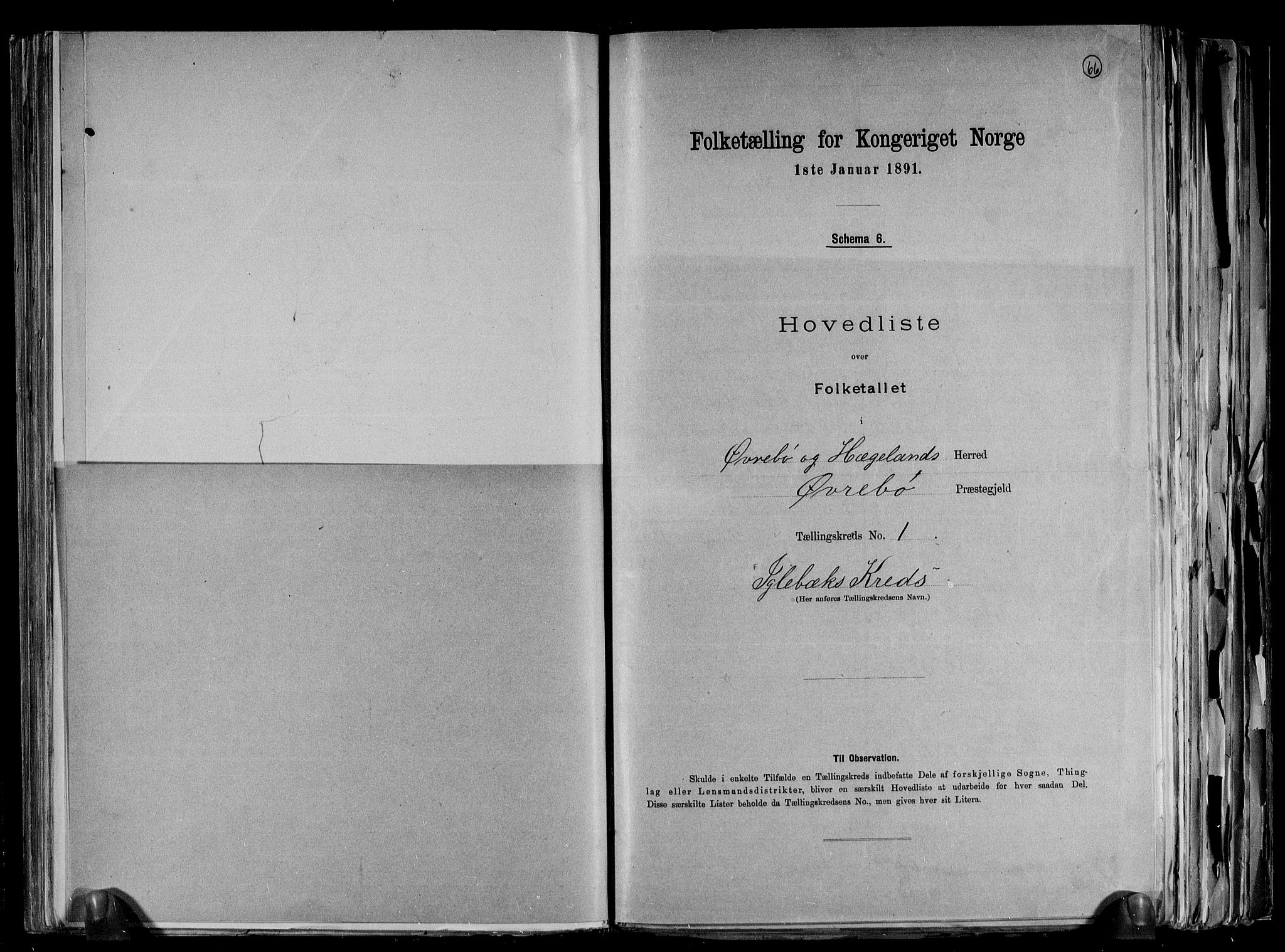 RA, 1891 census for 1016 Øvrebø og Hægeland, 1891, p. 6